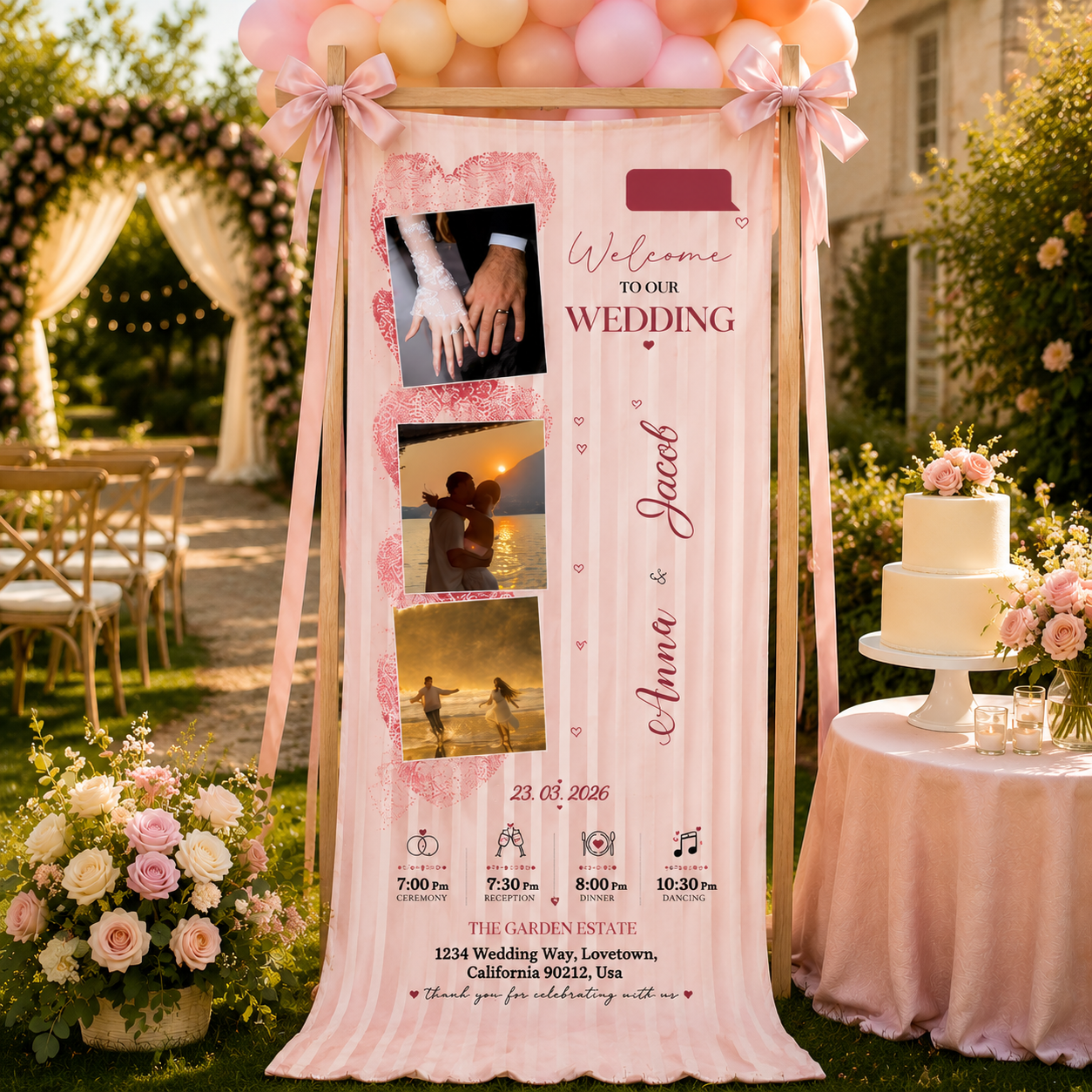 Personalized Wedding Fingerprint Heart Banner
