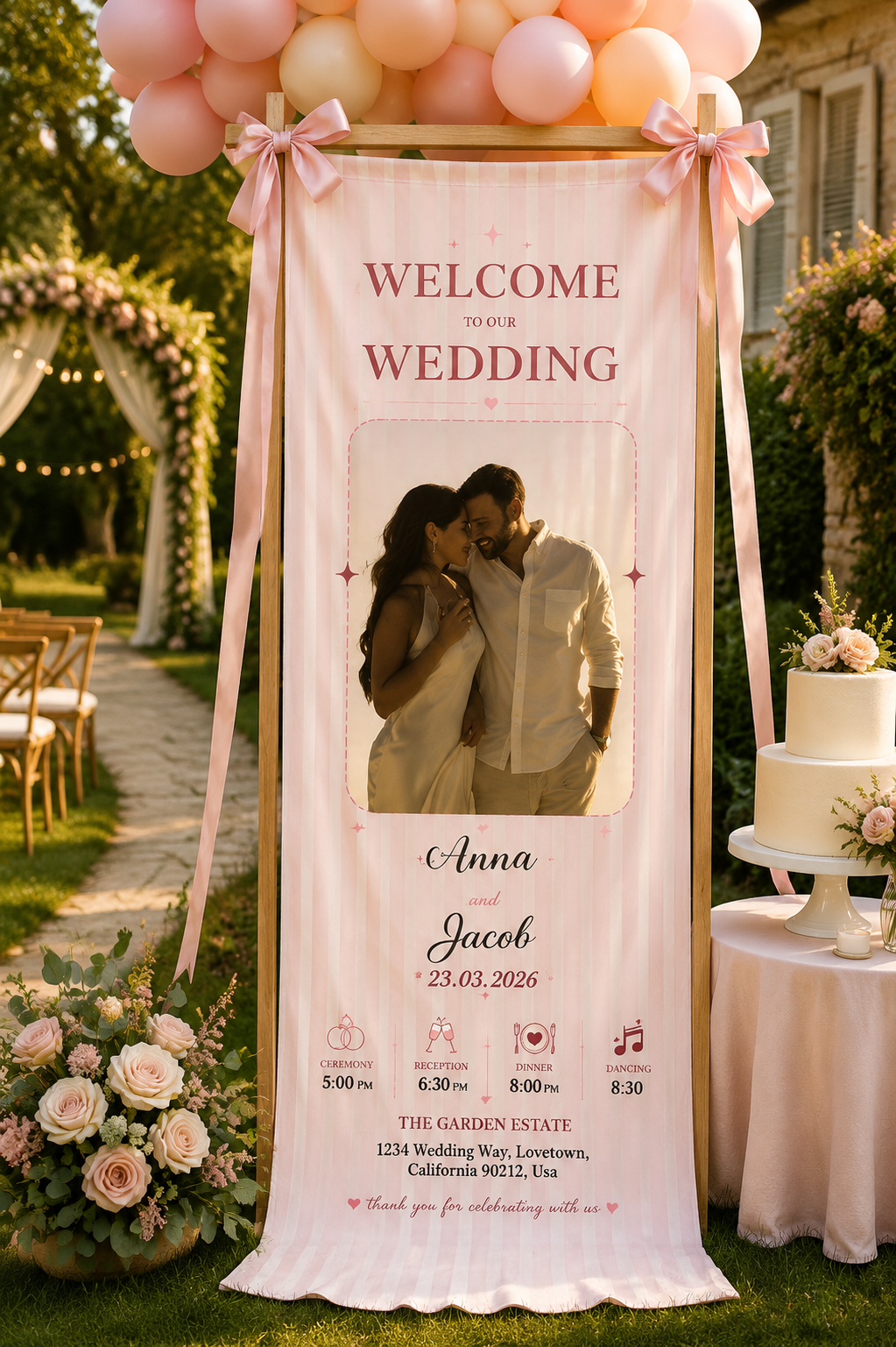 Personalized Wedding Pastel Elegance Banner
