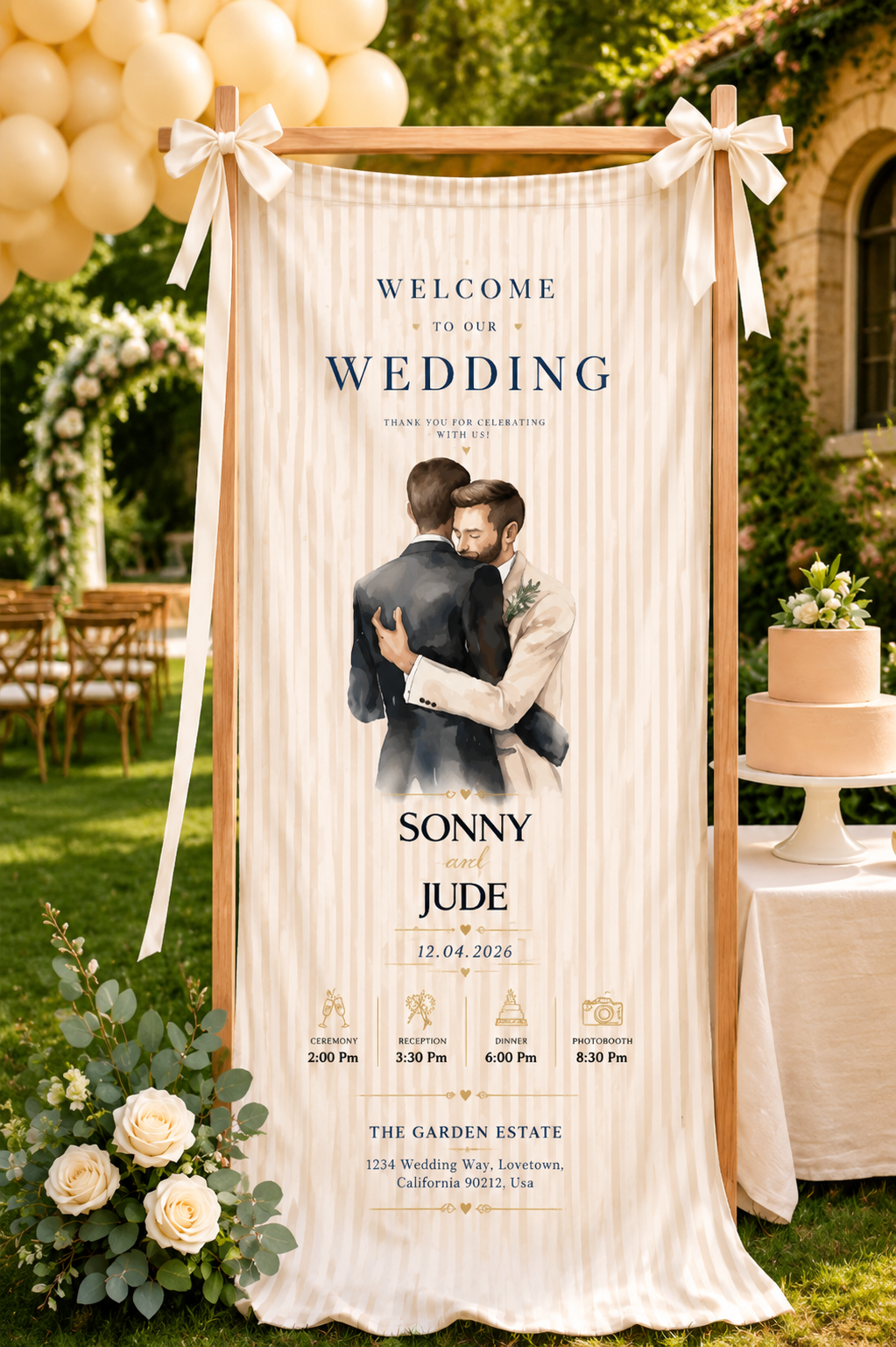 Personalized Wedding "Heartfelt Embrace" Banner