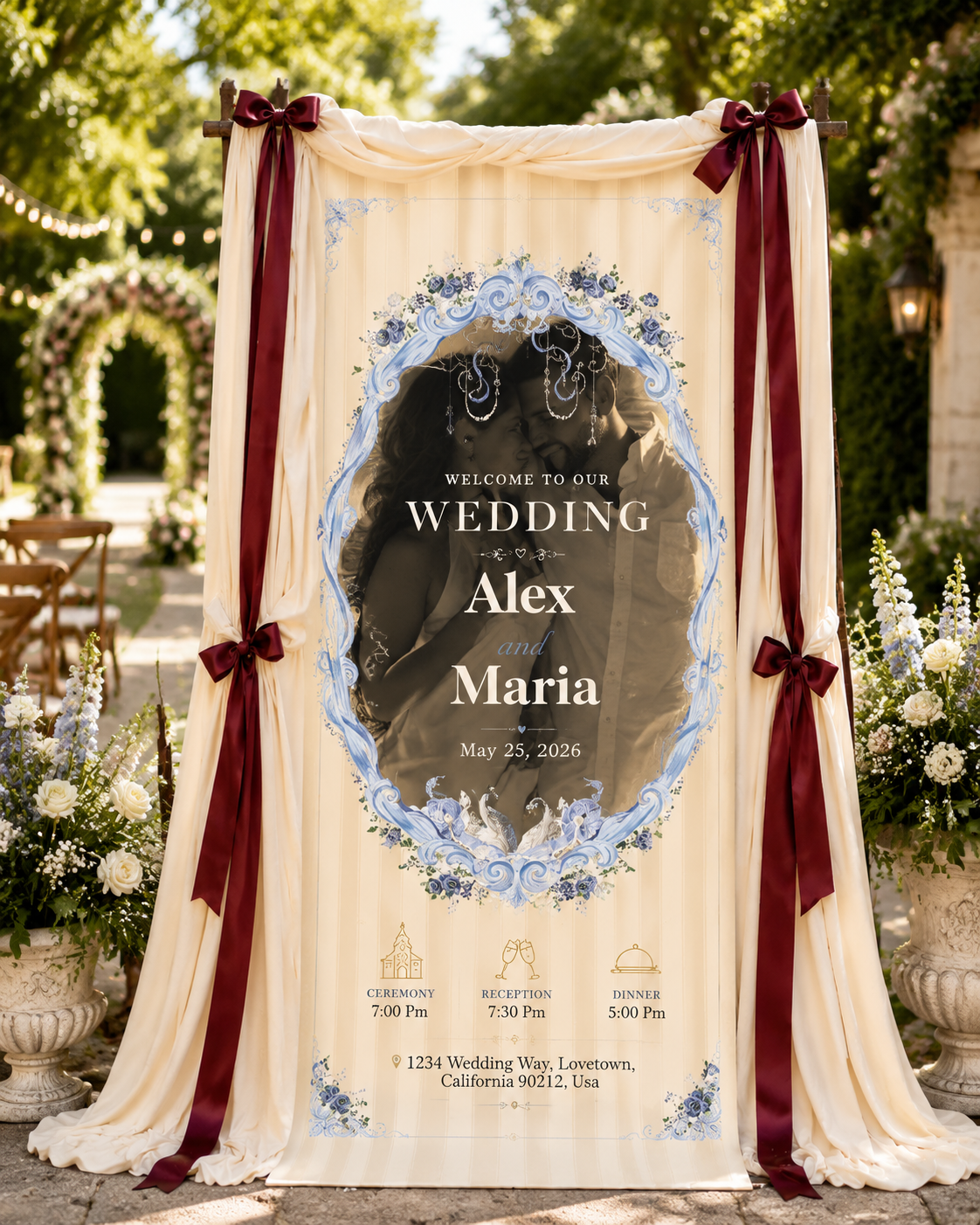 Personalized Wedding "Royal Baroque" Banner