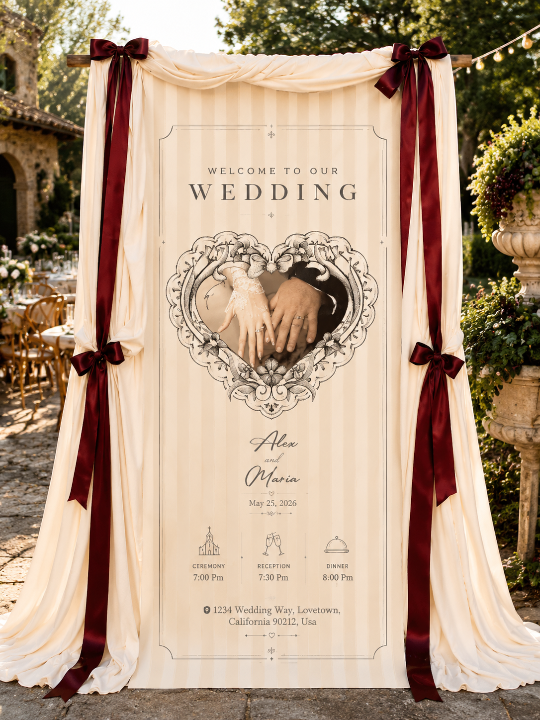 Personalized Wedding "Victorian Lace" Banner