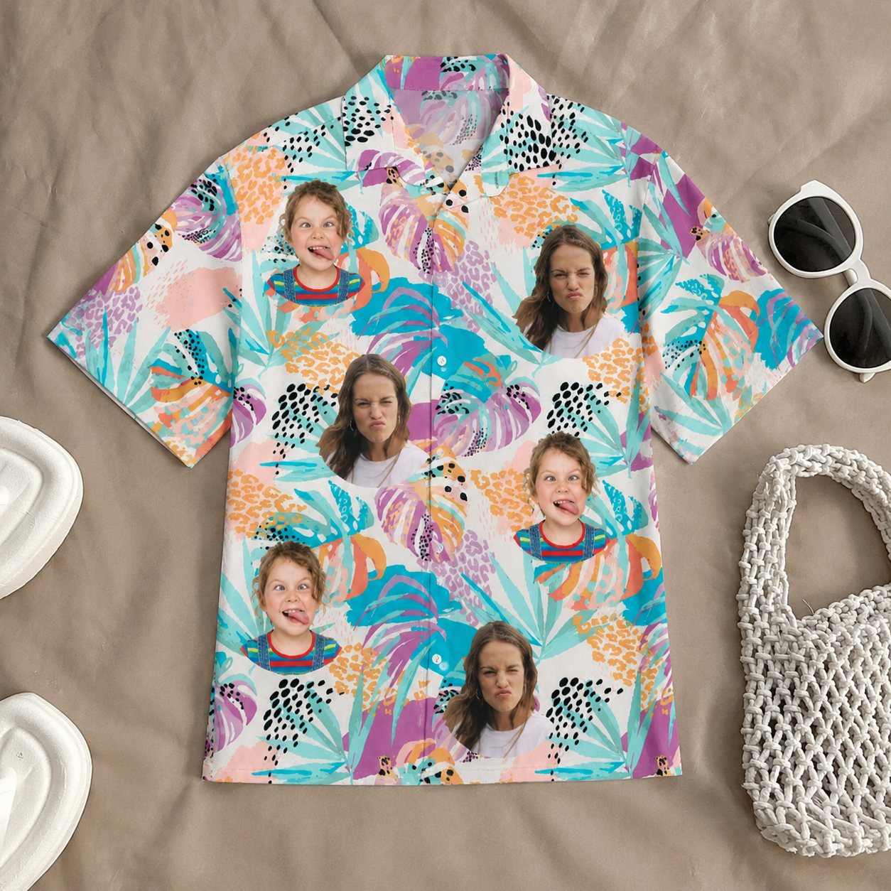 Custom Portrait Hawaiian Shirt – Tropical Vacation Face Shirt
