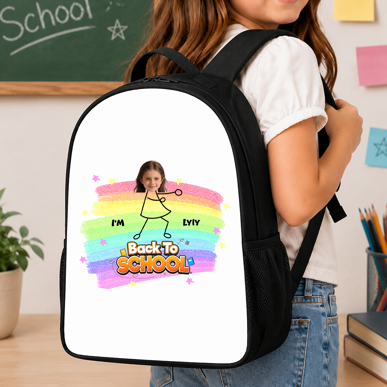 Personalized Back To School Kids Backpack With Photo – Custom Name School Bag Gift For Boys & Girls
