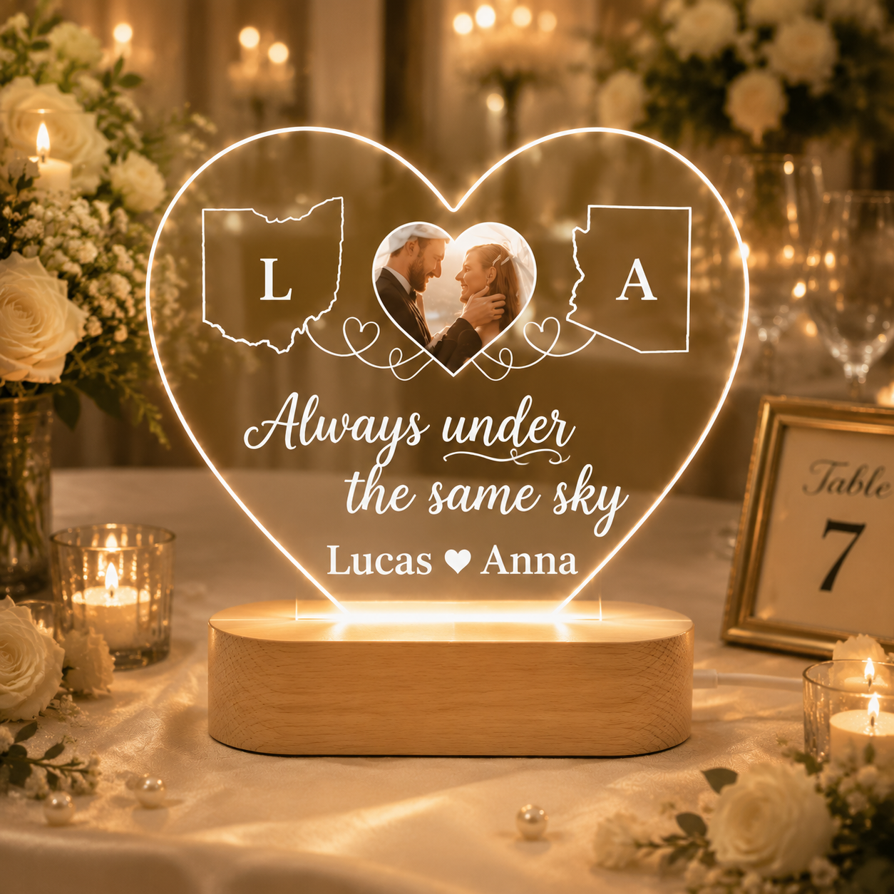 Personalized Wedding Love Marriage Two Map Night Light, Custom Acrylic Plaque For Wedding Couple, Long Love Distance Relationship Anniversary Gift
