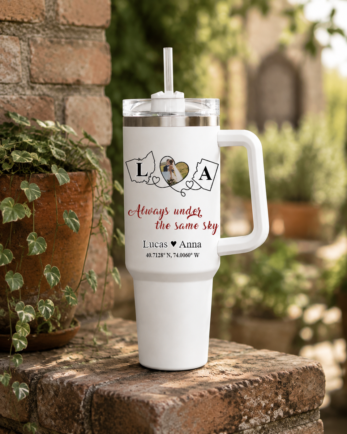 Personalized Wedding Love Marriage Two Map Tumbler, Custom Insulated Travel Cup For Wedding Couple, Long Love Distance Relationship Anniversary Gift
