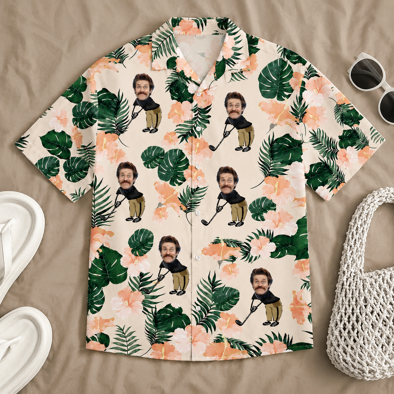 Custom Golf Portrait Hawaiian Shirt – Tropical Golf Custom Face Shirt