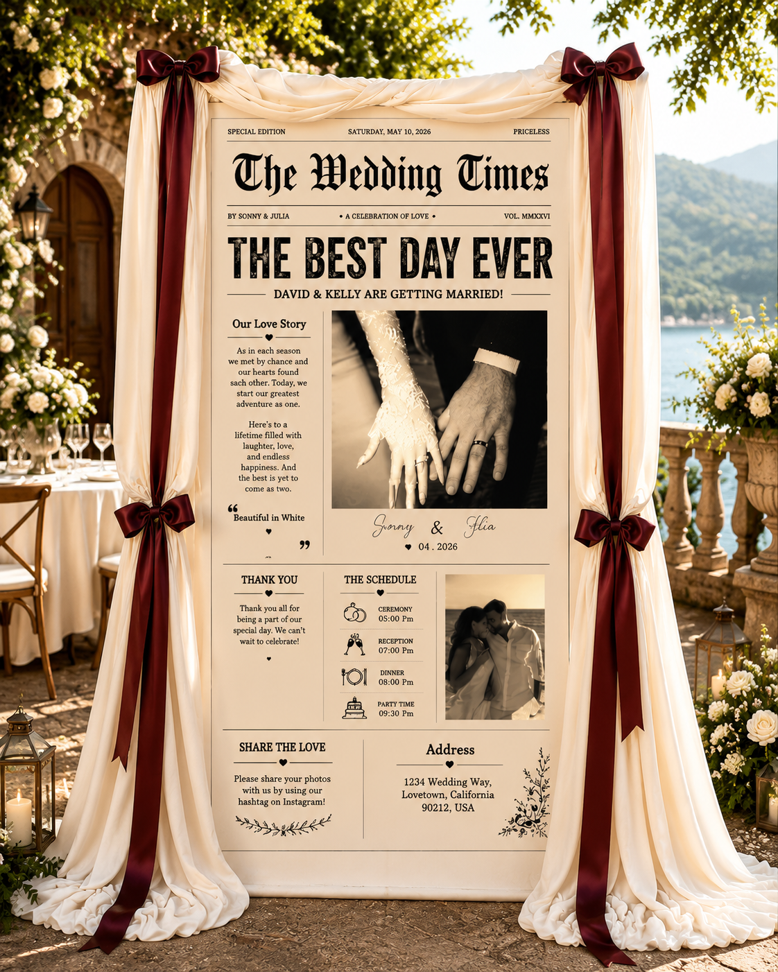 Personalized Wedding "The Wedding Times" Banner