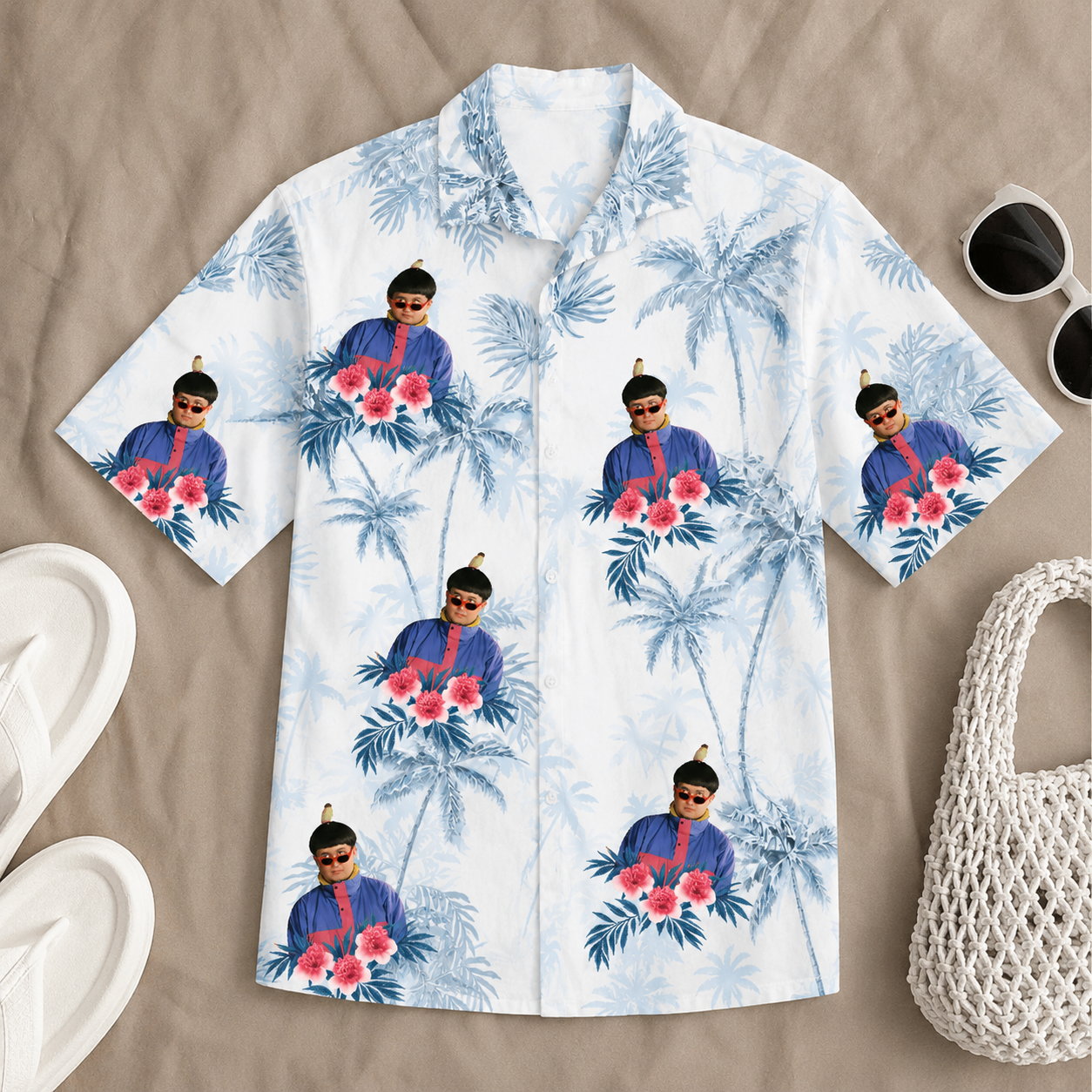 Personalized Face Hawaiian Shirt – Custom Photo Tropical Aloha Shirt, Unique Vacation Matching Outfit Gift For Family