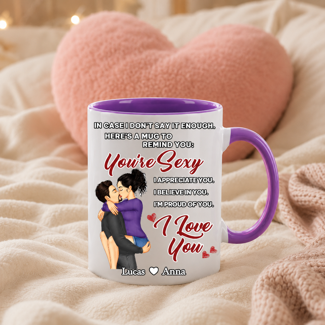 "In Case I Don'T Say It Enough" Personalized 11oz/15oz Black Mug - Large Custom Romantic Ceramic Coffee Cup, Thoughtful Anniversary, Birthday & Valentine'S Gift For Couples, Him & Her