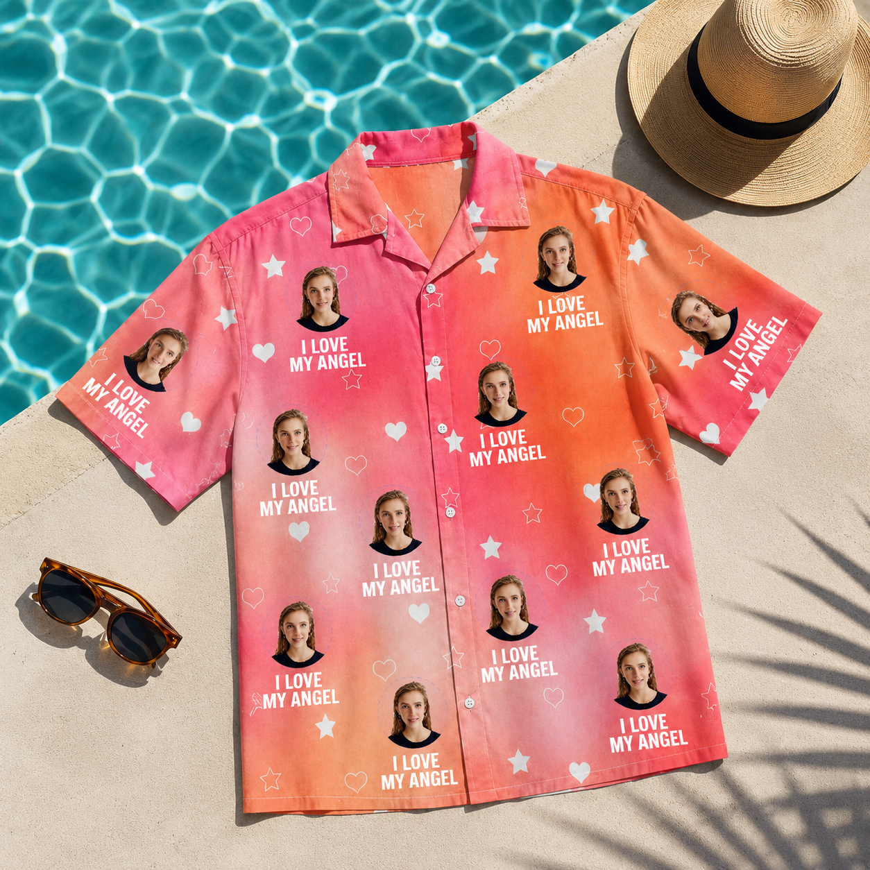 Personalized Tropical Hawaiian Shirt, Custom Portrait Summer Aloha Tee, Fun Vacation Beach Shirt, Multi-Color Holiday Shirt