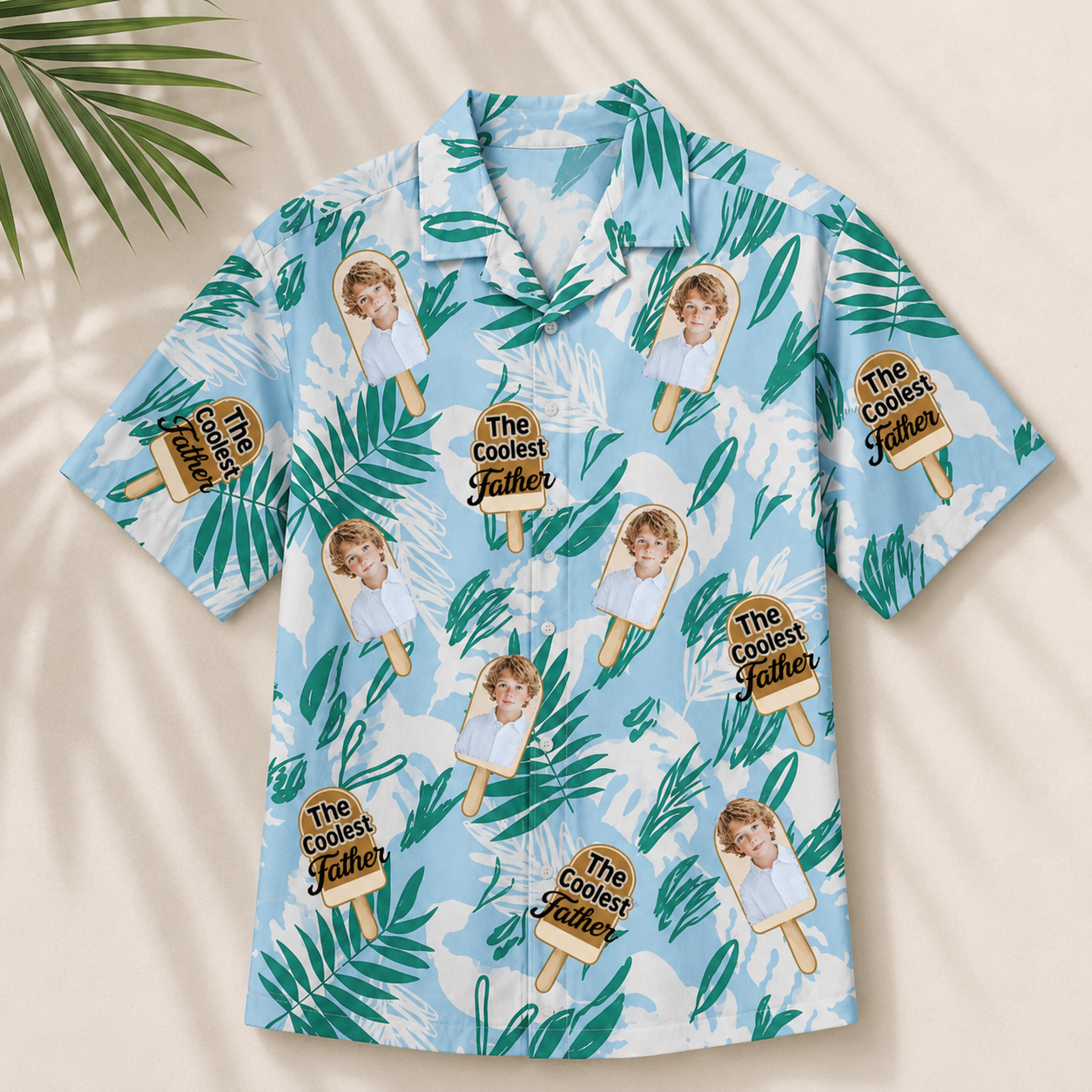 Coolest Dad Aloha Shirt, Personalized Photo And Custom Name Hawaiian Shirt.