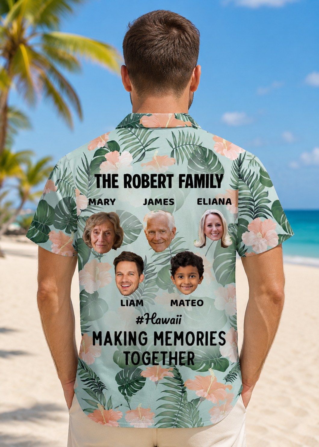 Custom Photo Vacation Traveling Beach Gift For Family Besties Siblings Couples Personalized Hawaiian Shirt