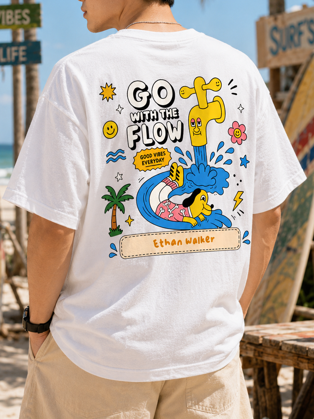 "Go With The Flow" Custom Name Tee