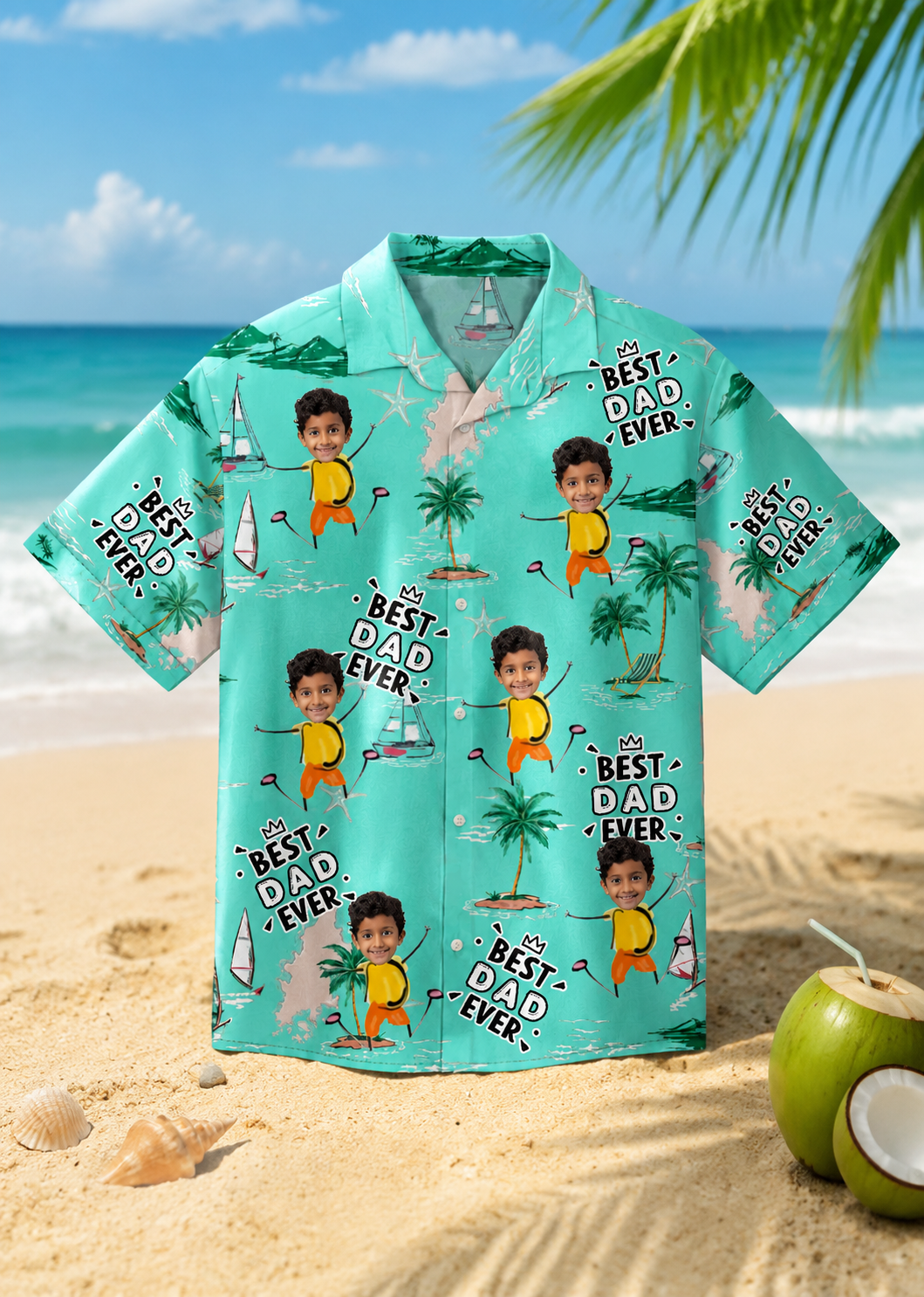 Custom Face Kids Hawaiian Shirt Personalized Children Photo Tropical Vacation Shirt