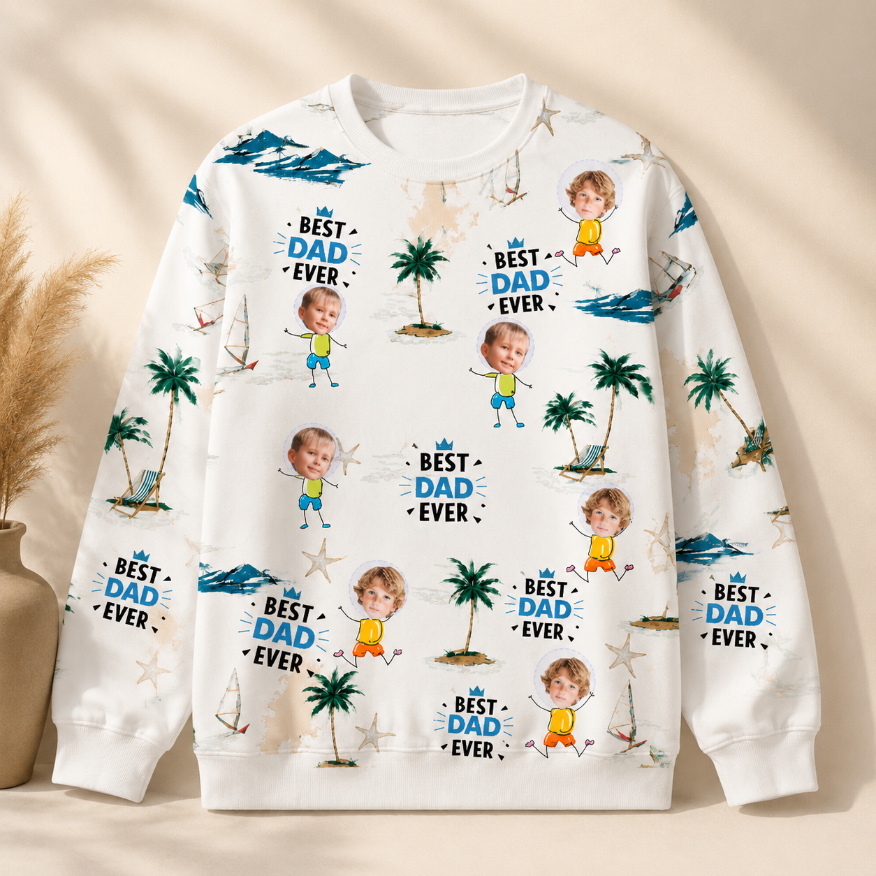 Best Dad Ever Personalized Sweatshirt, Custom Face And Name Pullover
