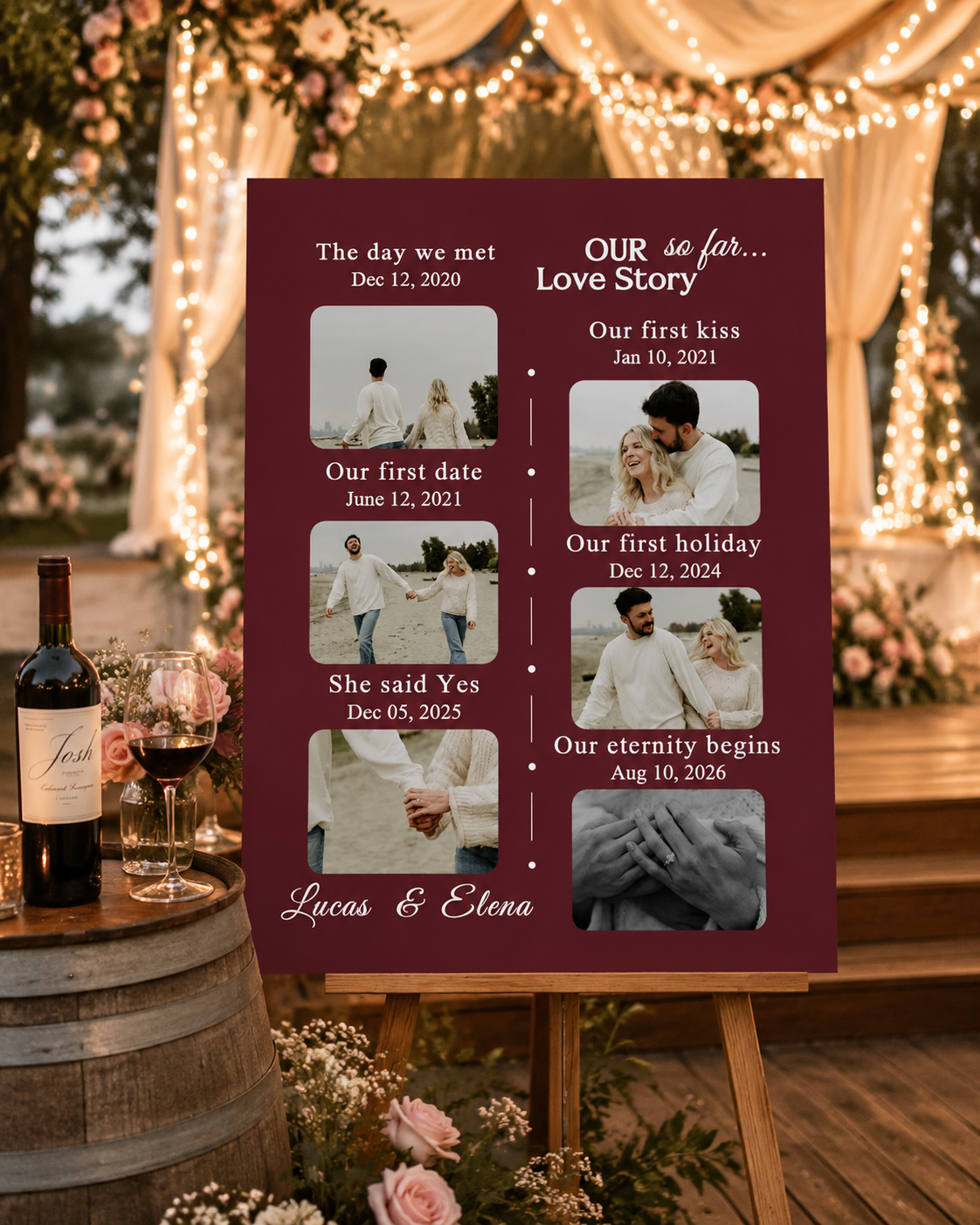 Personalized Wedding Welcome Sign She Said Yes Photo Timeline Board Custom Foam Sign For Wedding Ceremony & Engagement Decor