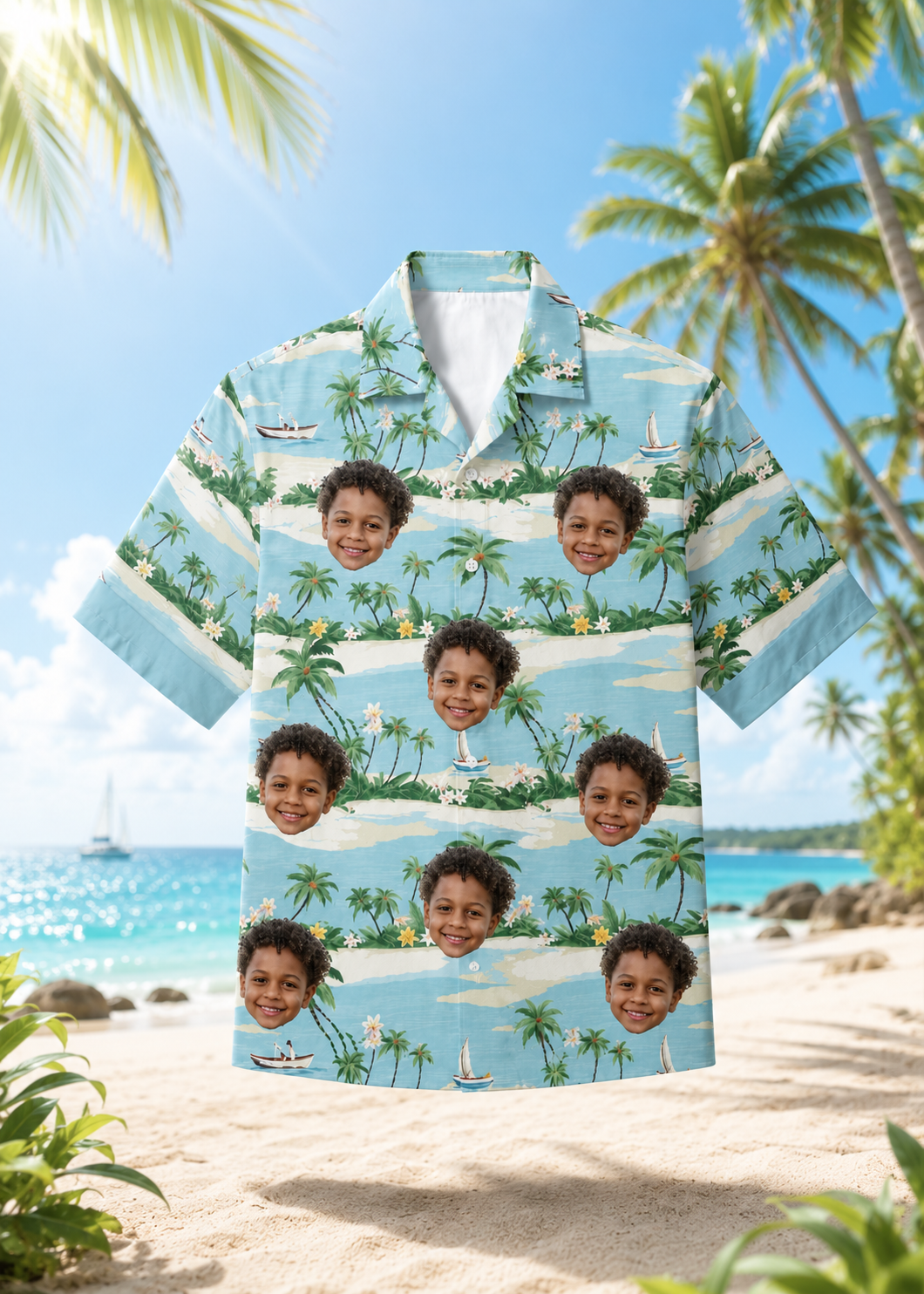 Custom Face Family Hawaiian Shirt Personalized Dad Mom Kids Photo Vacation Shirt