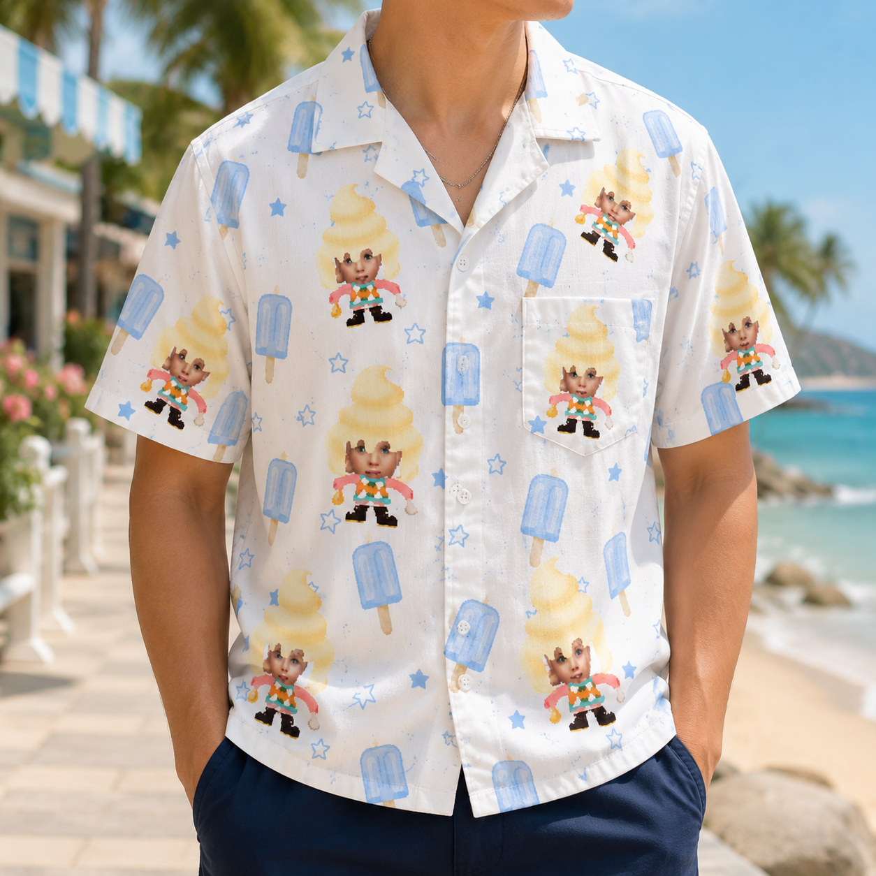 Personalized "Ice Cream Soft Serve" Aloha Shirt