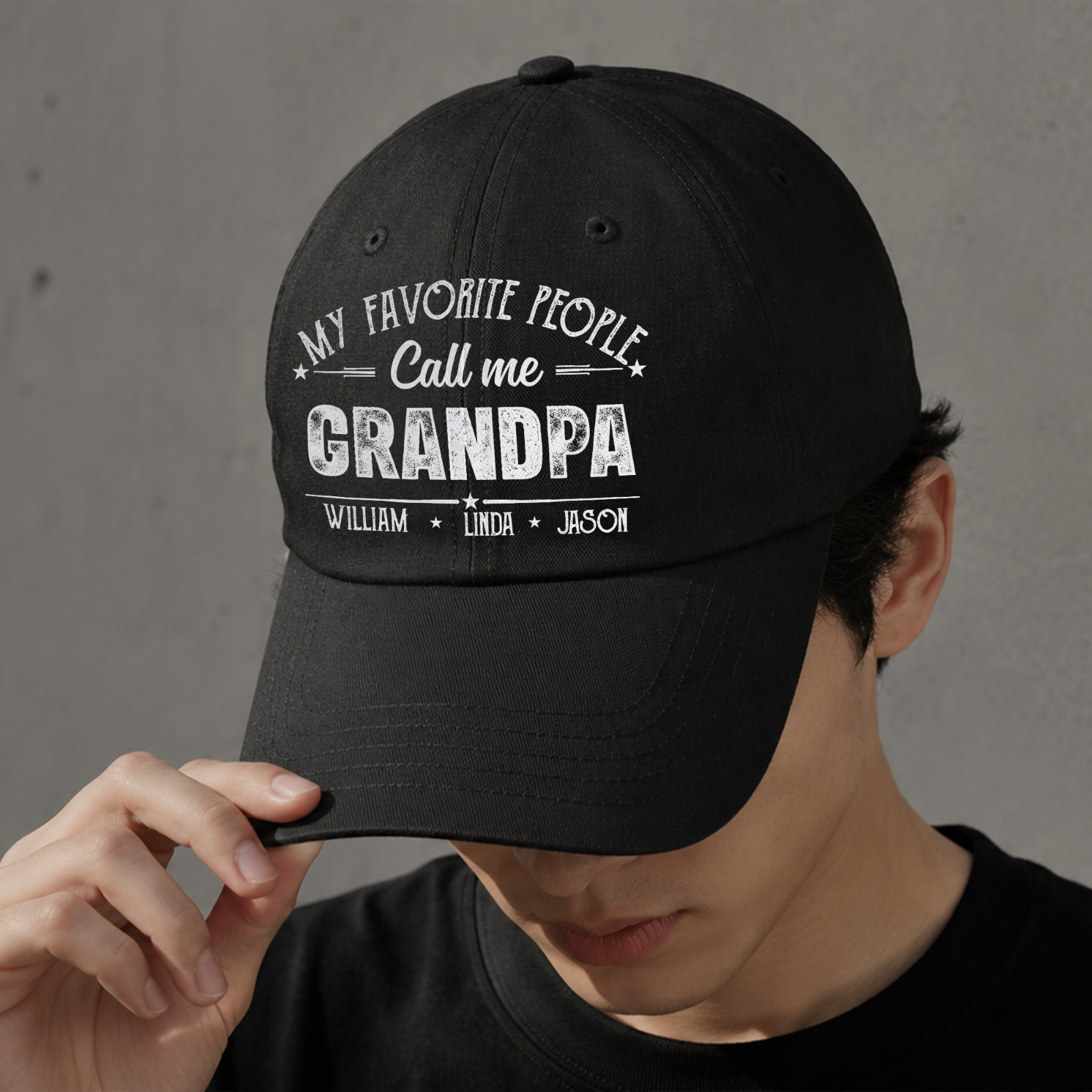 Personalized Washed Denim Baseball Cap 'My Favorite People Call Me Grandma' Unique Gift For Grandma, Vintage Look