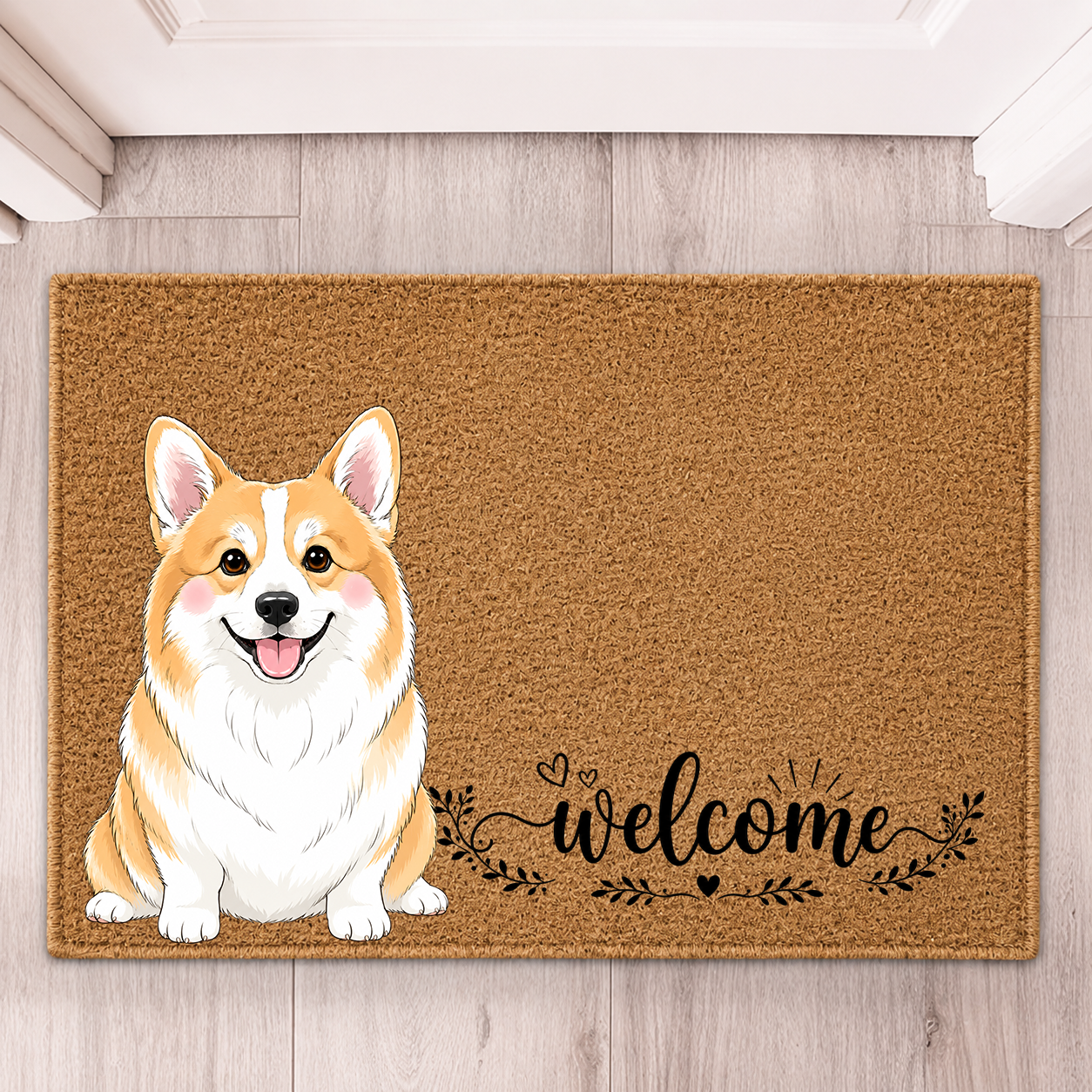 Welcome Pet Portrait Watercolor Art Welcome Mat - Personalized Doormat