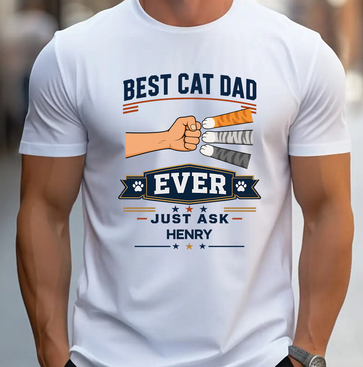 Best Cat Dad Ever Fist Bump - Gift For Dad, Personalized Unisex T-Shirt