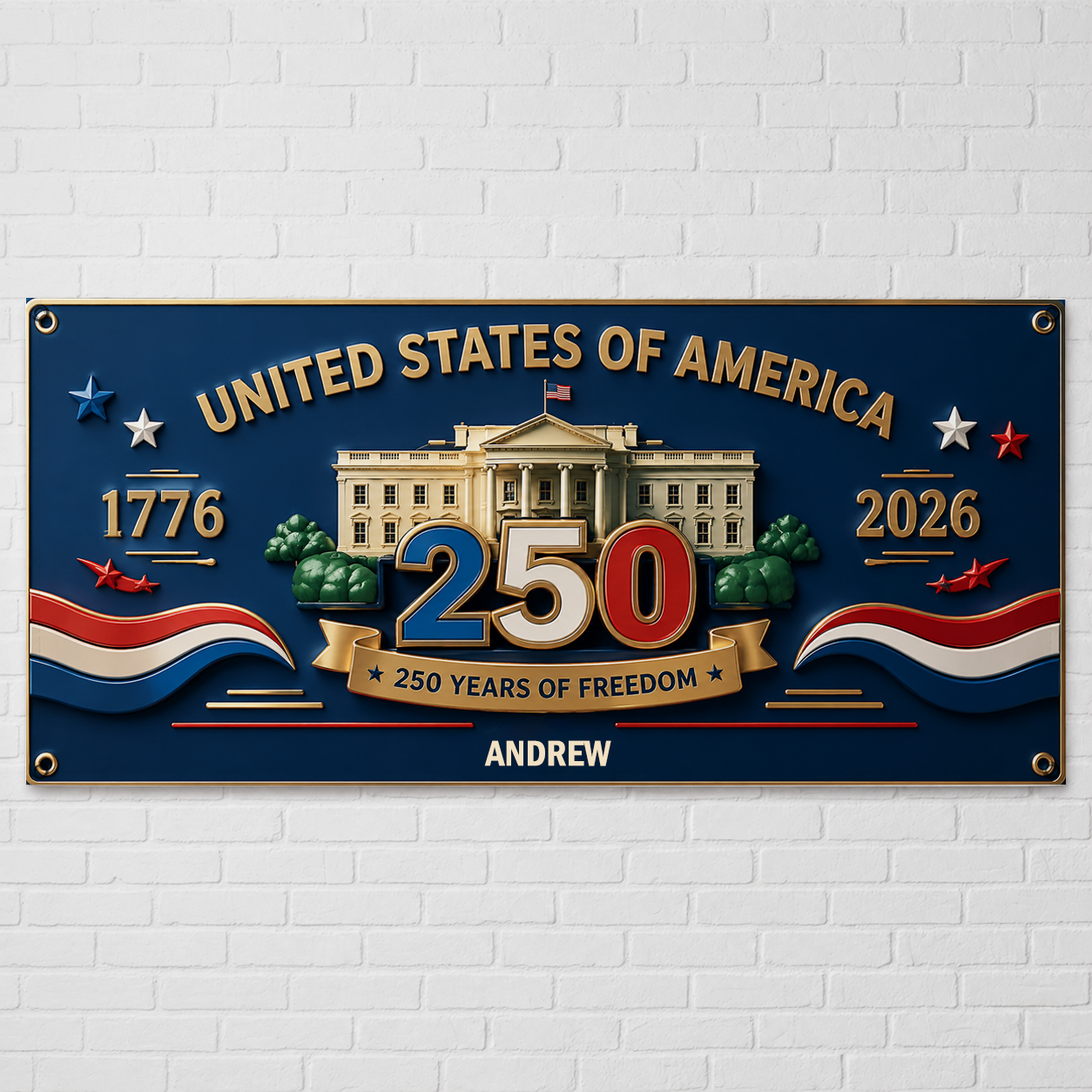 Custom Polyester Outdoor Banner - Personalized America 250th Anniversary Gifts For Mom, Dad, Brother, Sister, Kids - Together We Shine Bright