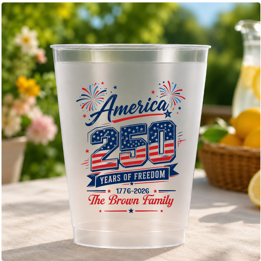America 250 Years Of Freedom, Personalized Frosted Cups, Patriotic Gift