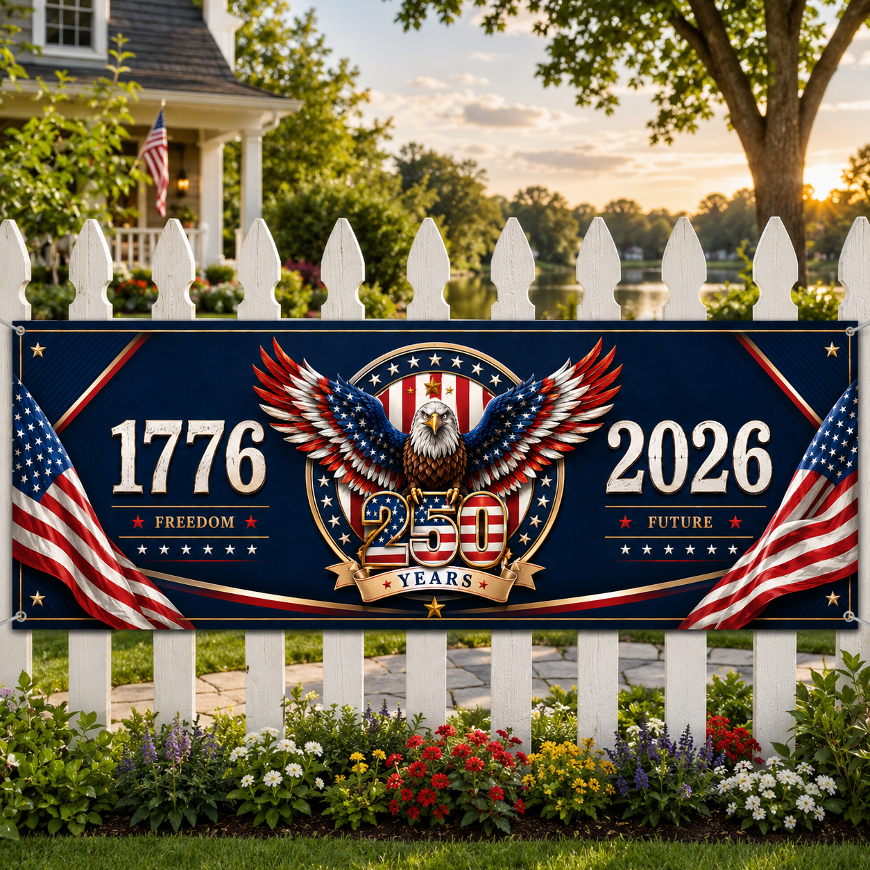 250 Years 1776–2026 Banner Flag | Happy 250th Birthday Usa Banner Flag | Patriotic 4th Of July Banner