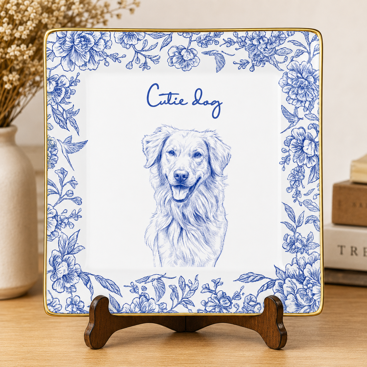 Custom Photo Pencil Sketch Pet Photo - Personalized Ring Dish
