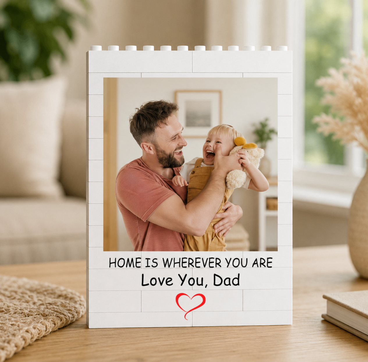 Custom Photo Dad & Kid - Personalized Building Brick Blocks - Father'S Day Gifts For Dad, Daddy, Papa
