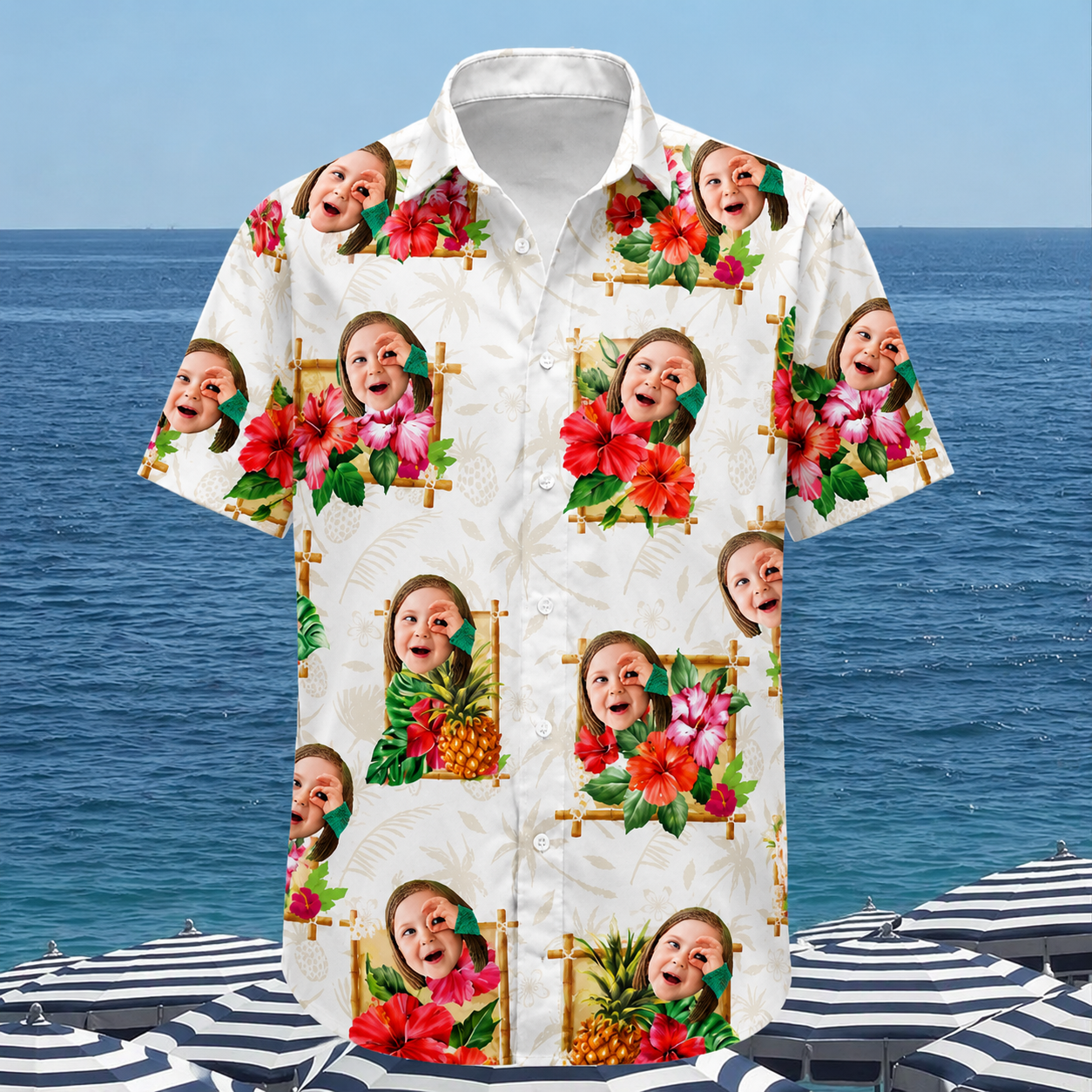 Custom Photo Hawaiian Shirt, Personalized Family Vacation Aloha Shirt, Matching Friends Beach Shirt, Tropical Hibiscus Portrait Shirt - Ideal Gift For Group Travel