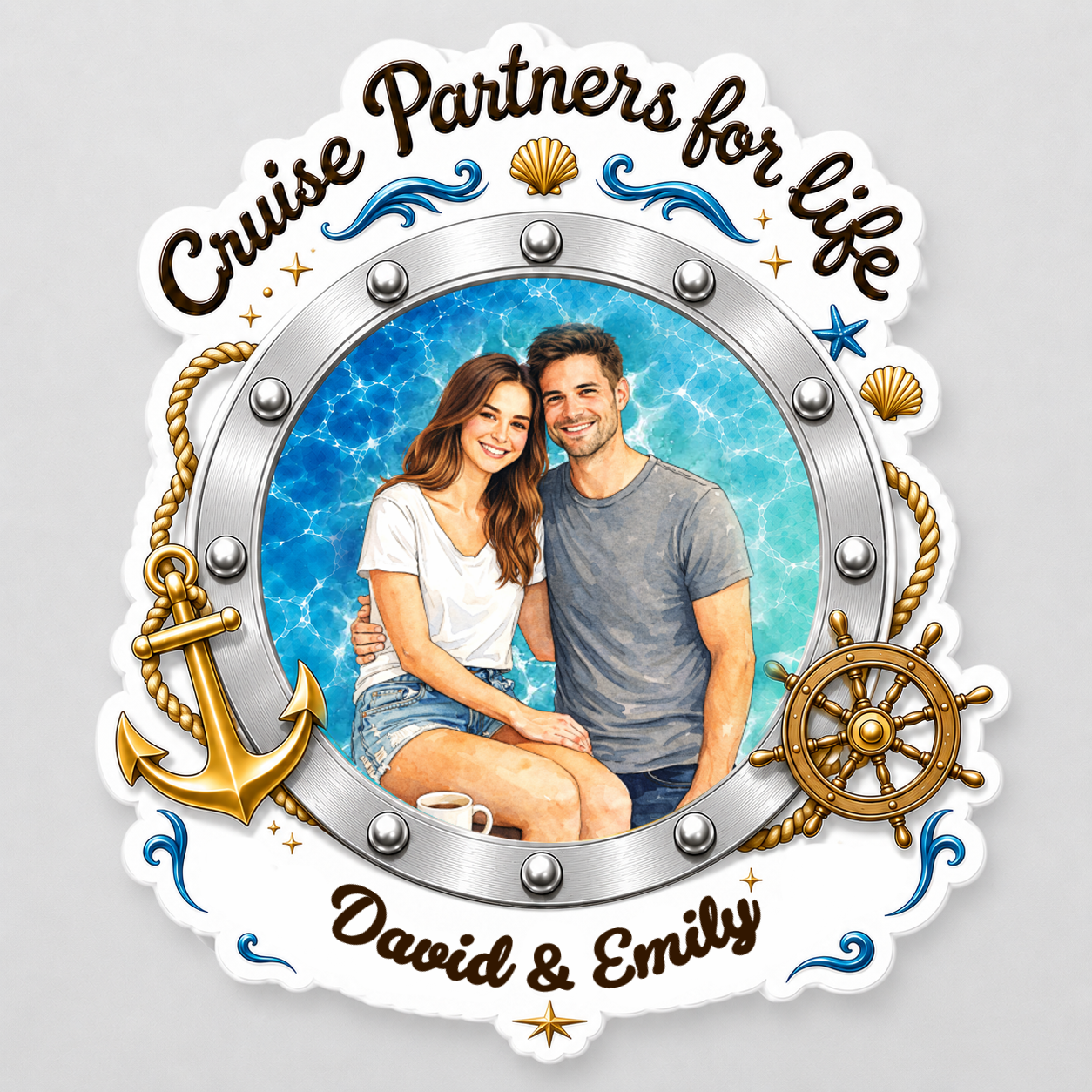 Custom Photo Cruise Ship Door Magnet - Personalized Summer Vacation And Travel Gifts For Husband And Wife, Him And Her, Cruise Lovers - Our Cabin, Our Happy Place