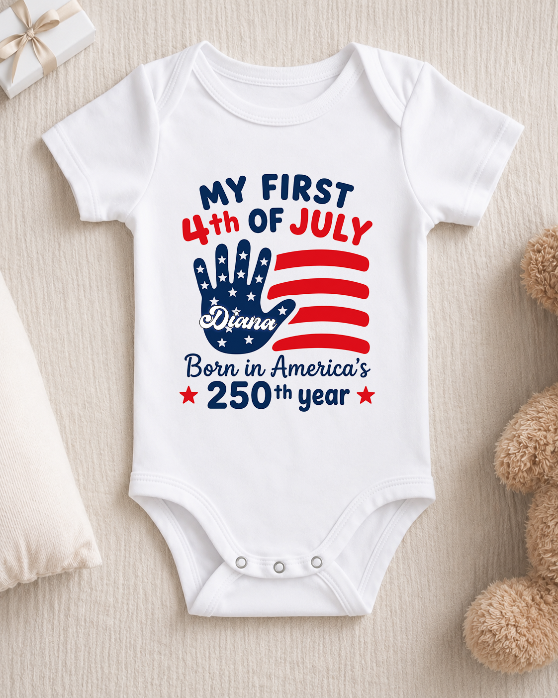 My First 4th Of July, Personalized Custom Baby Onesie, Gift For Kids