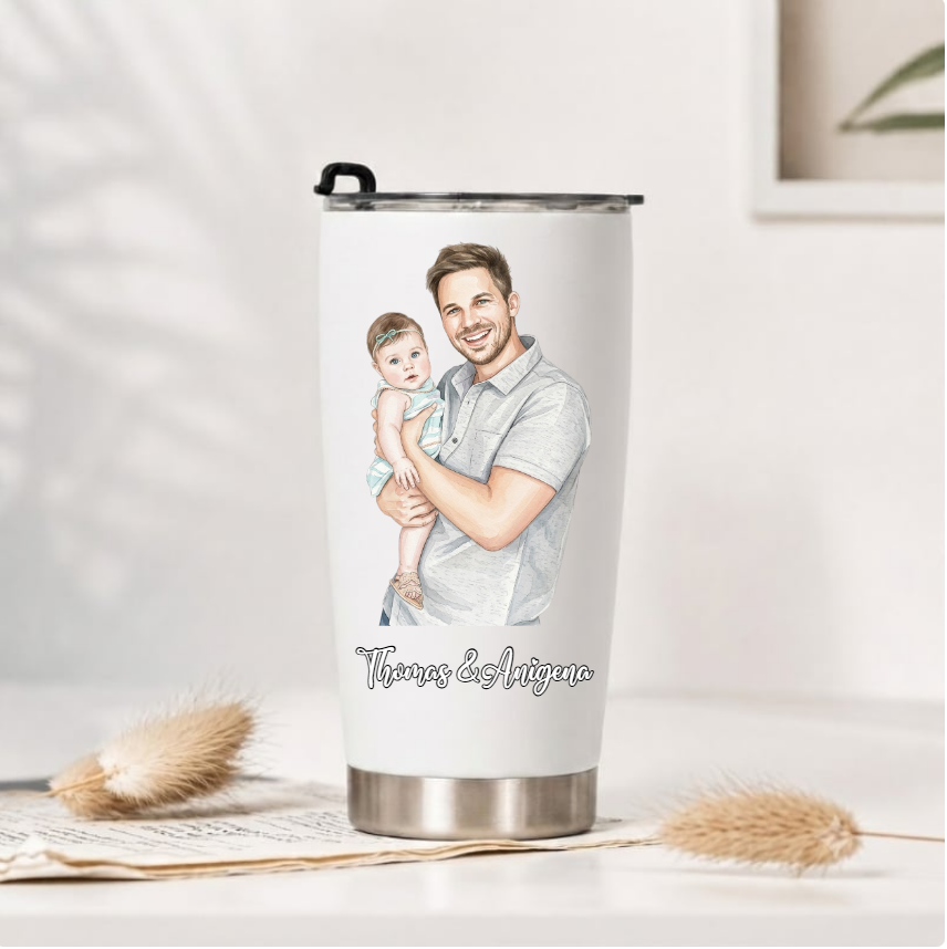 Custom Photo Best Dad Ever - Personalized Custom 20oz Fat Tumbler Cup - Father'S Day Gift For Dad, Daddy, Papa, Grandpa