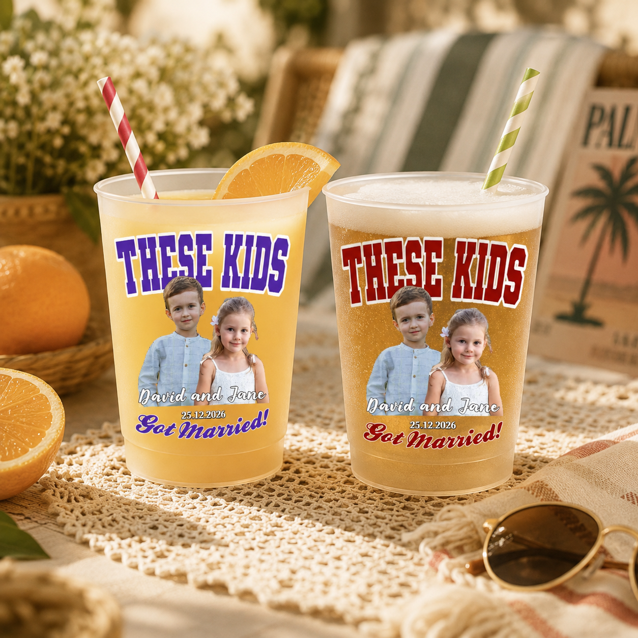 Personalized Childhood Photos "These Kids Got Married!" - Custom Wedding Frosted Cups