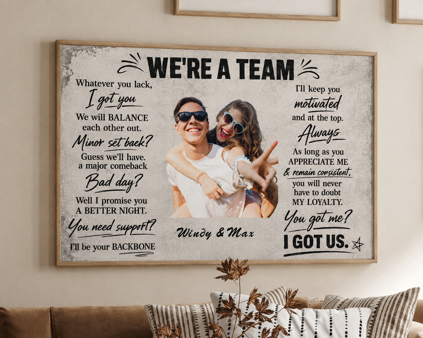 Custom Photo We'Re A Team - Custom Canvas Prints - Personalized Gift For Valentine, Anniversary, Husband Wife, Her/Him, Girlfriend, Boyfriend