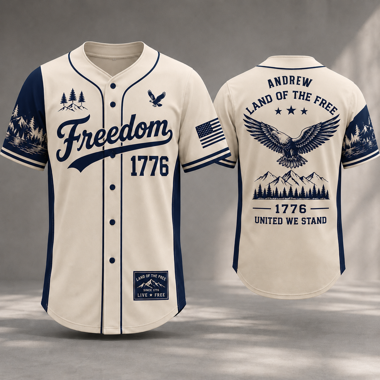 Personalized Usa 250 Years Baseball Jersey Shirt, Custom Name Number Patriotic 4th Of July Shirt