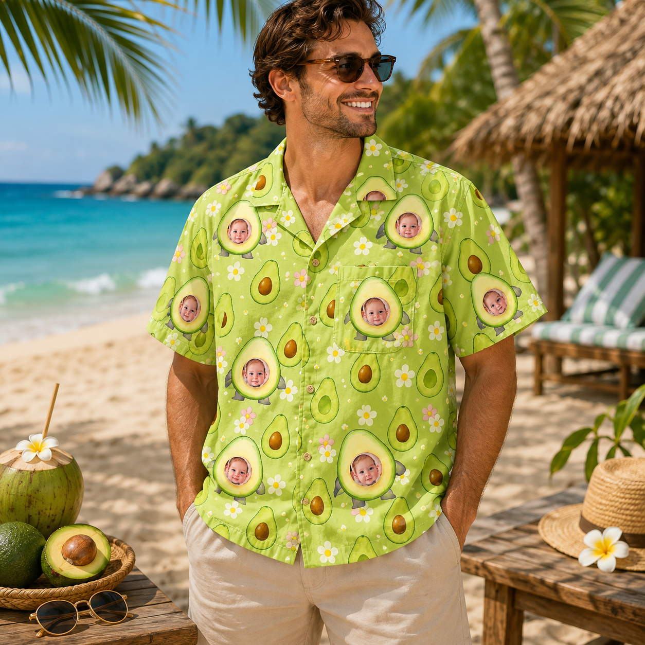 Personalized "Fresh Avocado Green" Aloha Shirt
