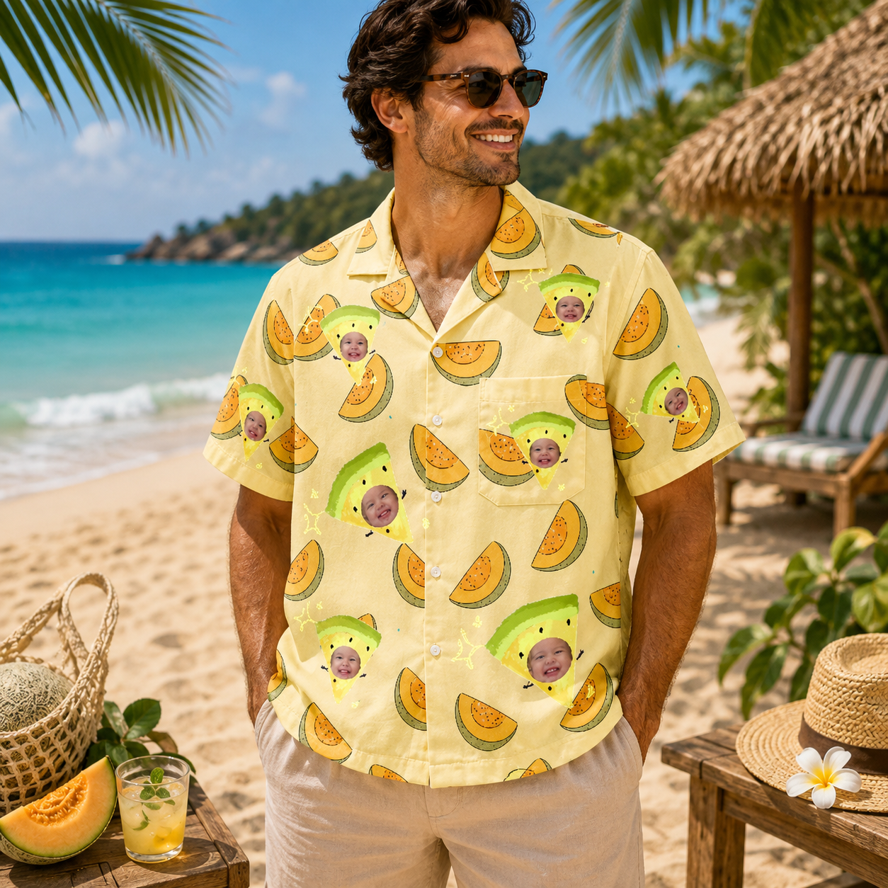 Personalized "Yellow Melon Yellow" Aloha Shirt