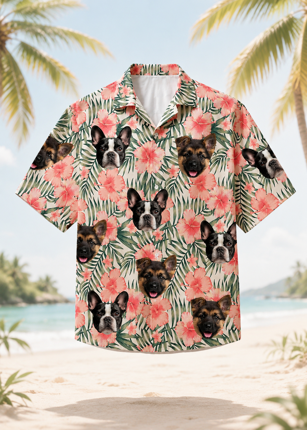 Personalized Pet Lover Hawaiian Shirt Custom Dog Cat Face Tropical Floral Shirt