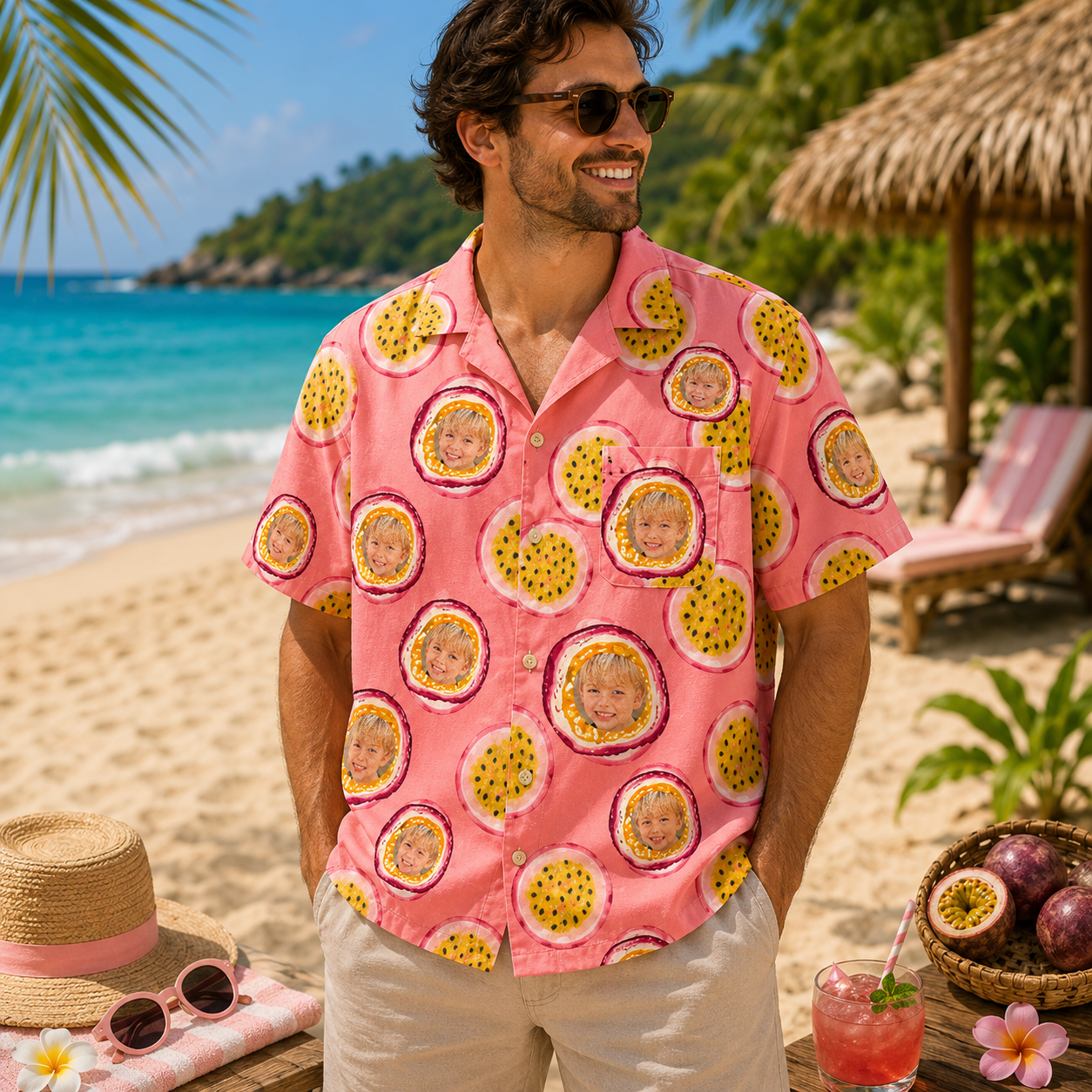Personalized "Passion Fruit Pink" Aloha Shirt