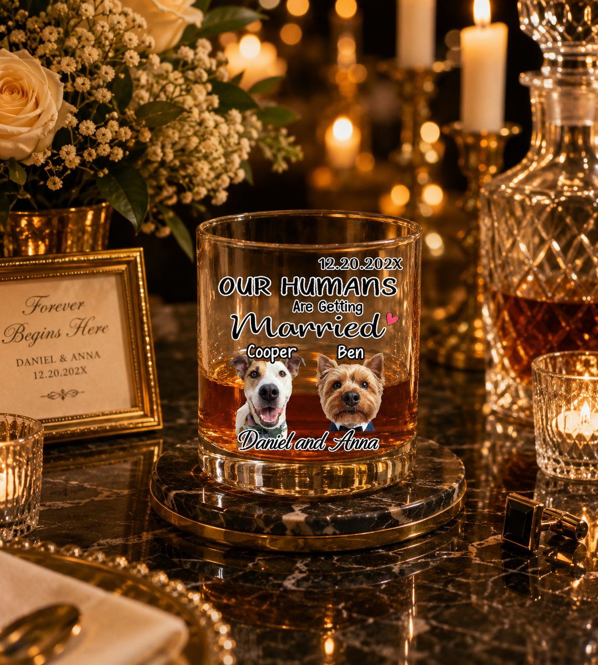Our Humans Are Getting Married - Personalized Whiskey Glass