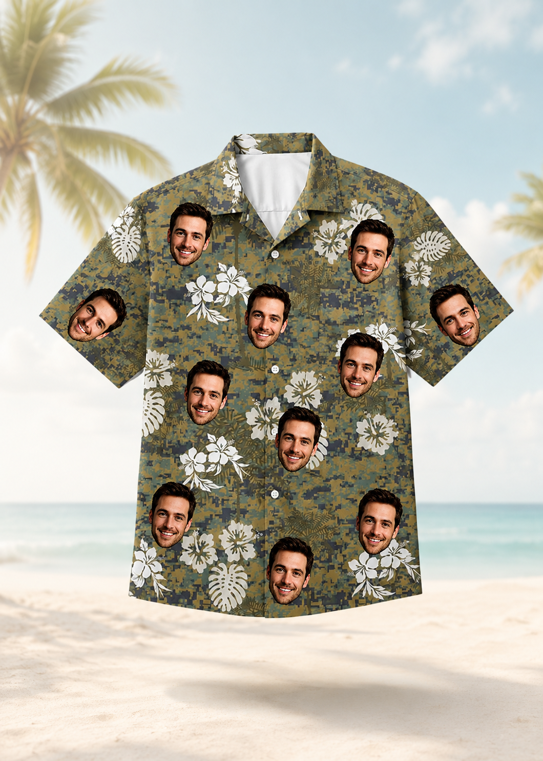Custom Dad Portrait Hawaiian Shirt Personalized Father Gift Tropical Vacation Wear