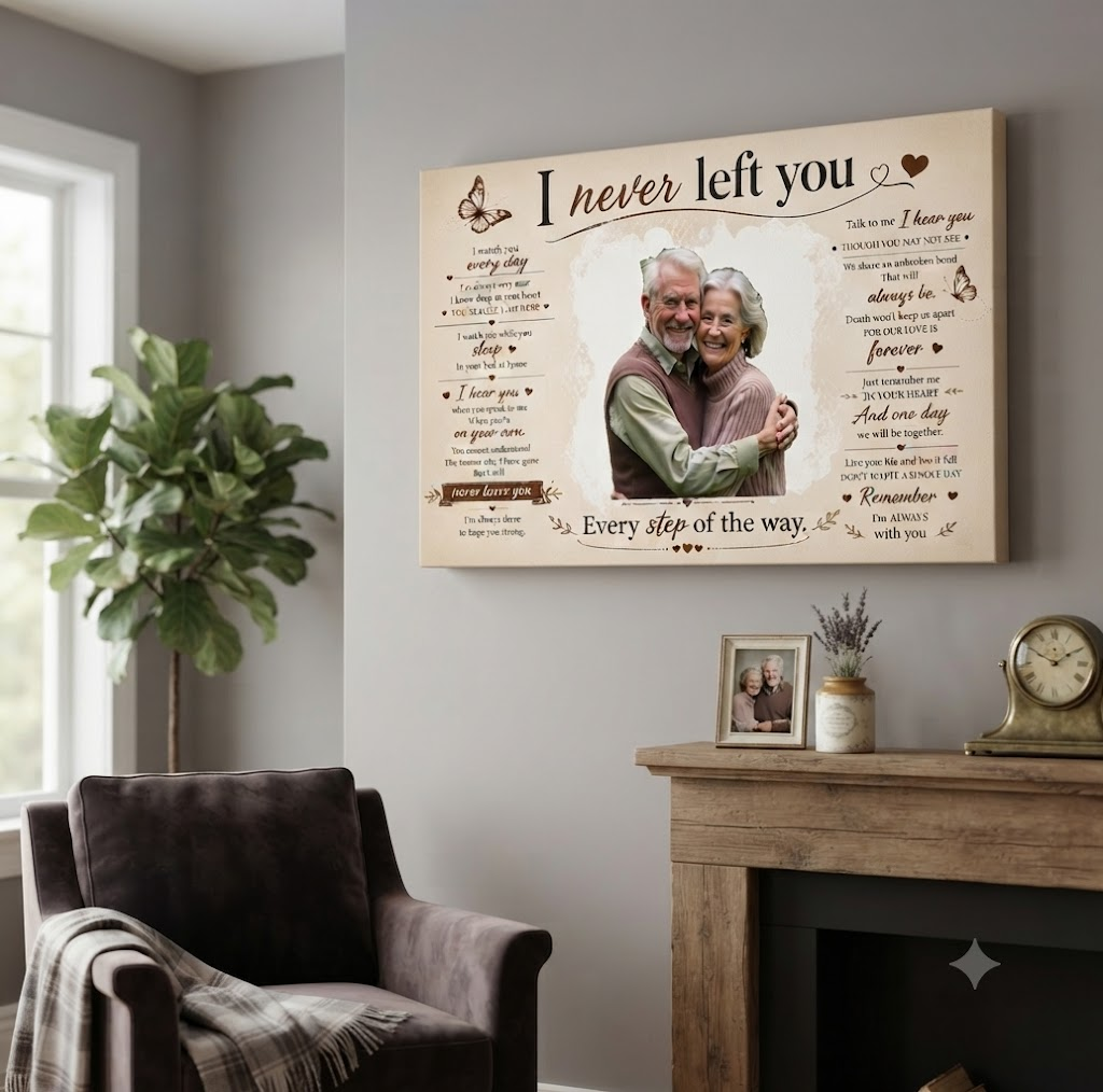 Custom Photo Never Left You - Memorial Gift - Personalized Canvas Prints For Family Members, Loss Of Mom, Dad