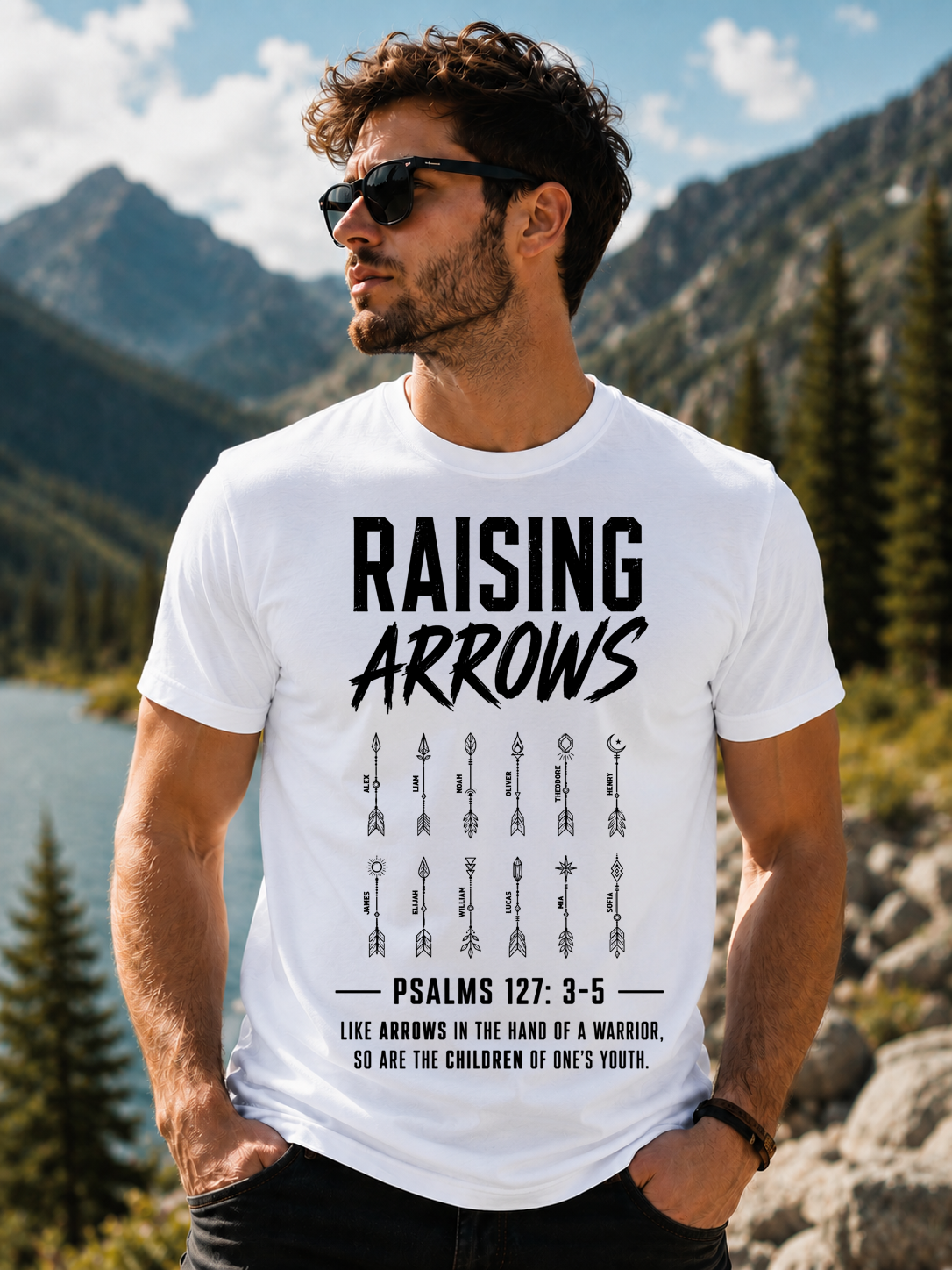 Raising Arrows Christian Father'S Day Gift For Dad, Husband With Kids' Names - Personalized Shirt