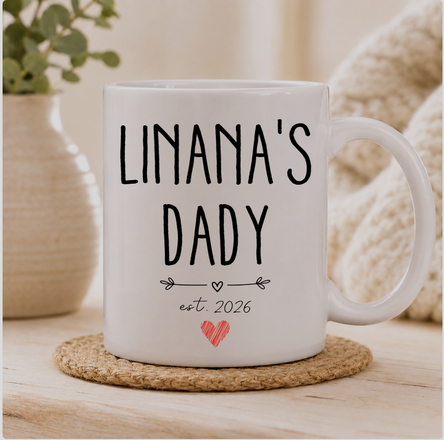 Dad, Daddy, Papa Est - Personalized Custom Mug - First Father'S Day Gifts, First Time Dad Gifts, New Parent Gifts