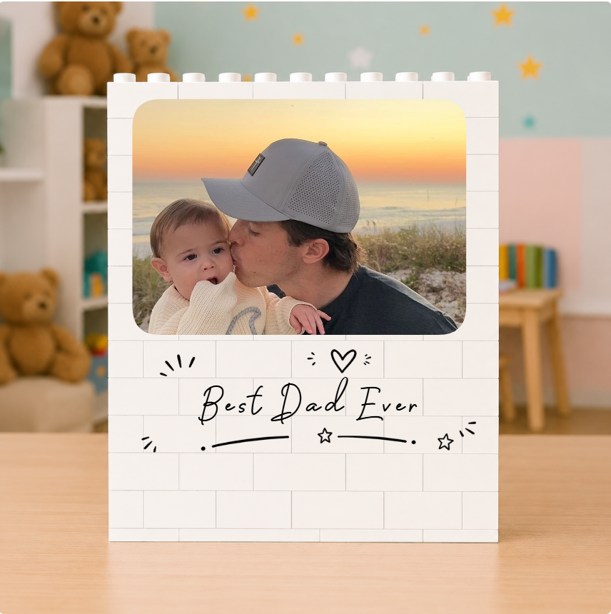 Custom Photo Daddy And Me Building Brick Blocks Gift For Family