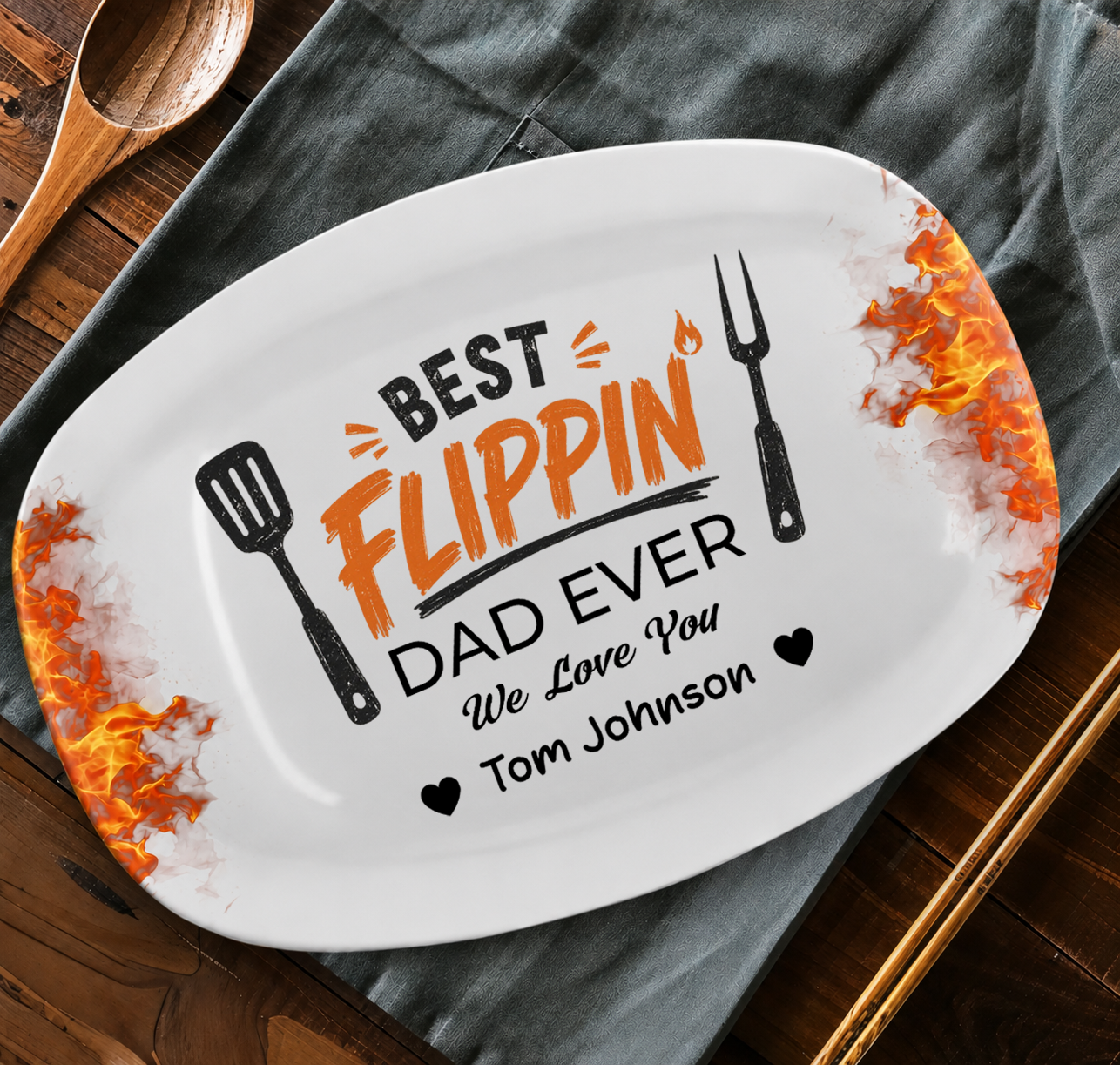 Best Flippin’ Dad Ever - Family Personalized Custom Platter - Father'S Day, Gift For Dad, Grandpa