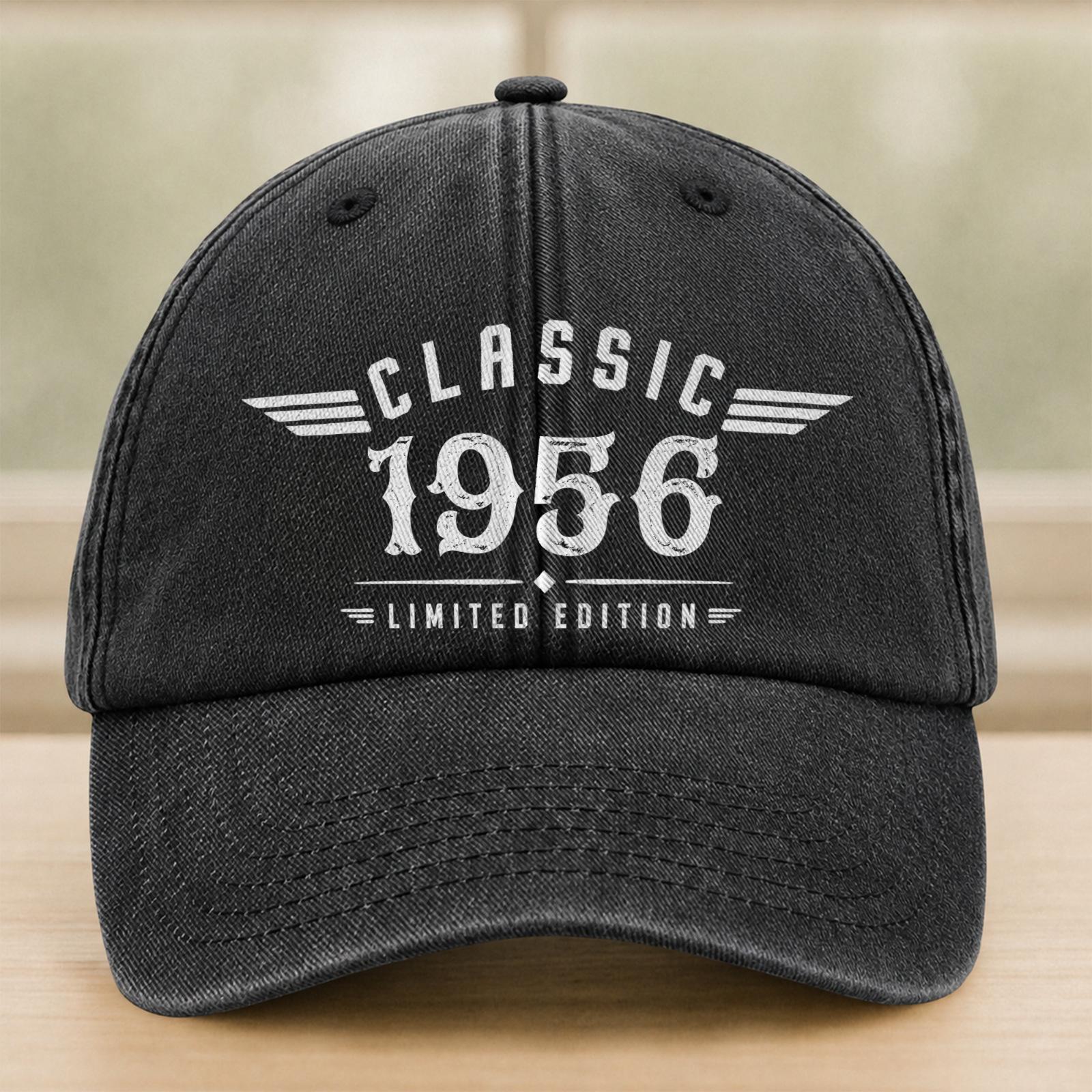 Personalized Washed Denim Baseball Cap, Custom Vintage Look Unique Gift For Dad Or Friend