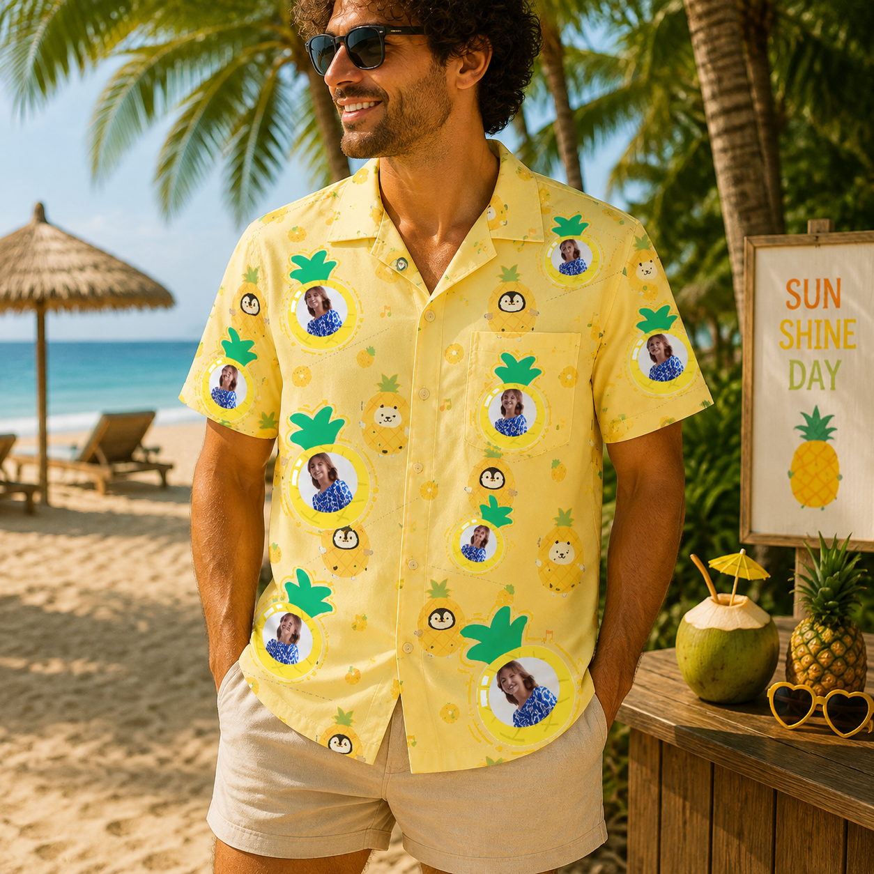 Personalized "Pineapple Vibes" Aloha Shirt